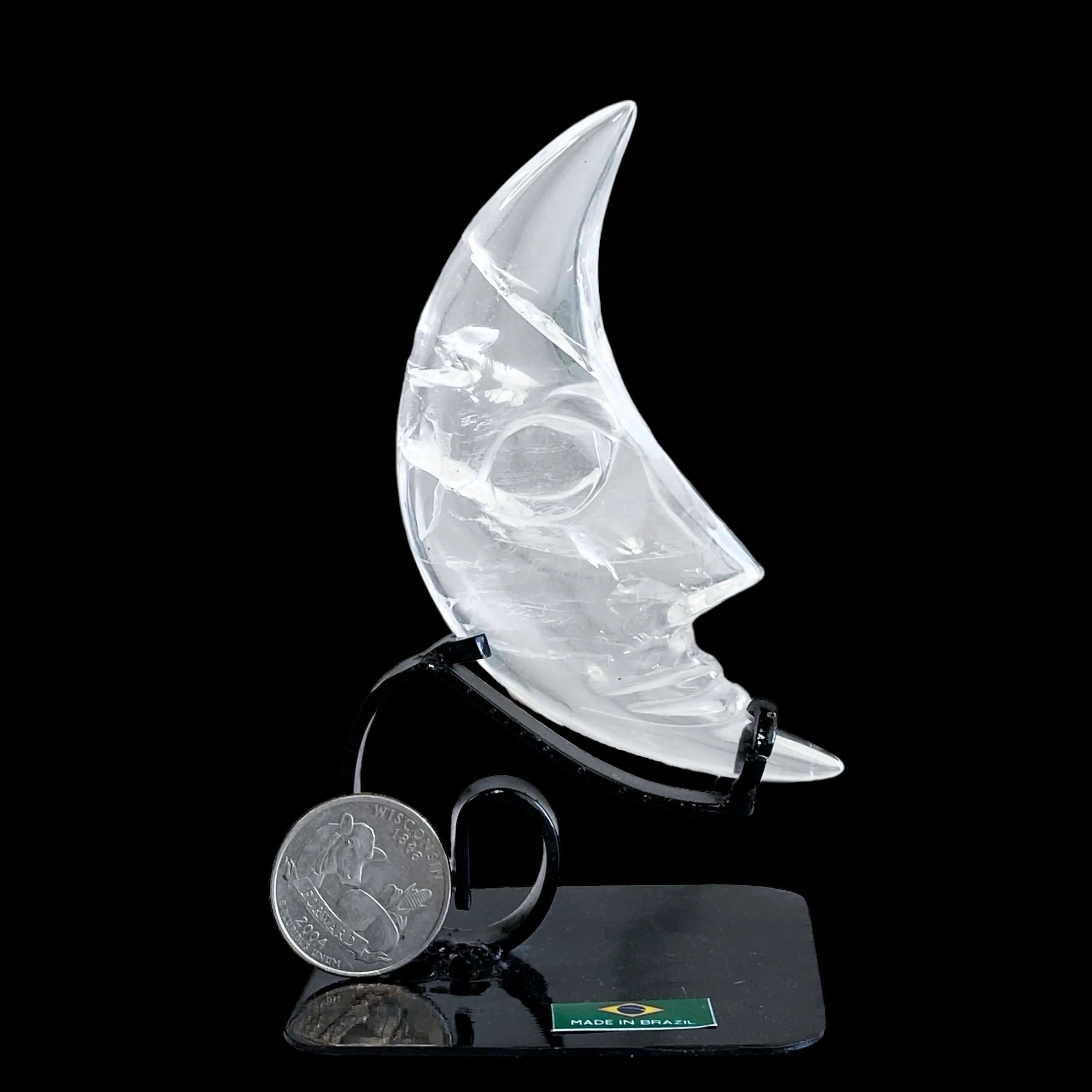Clear Quartz Moon with Stand (~4") | Stock C - Mooncat Crystals
