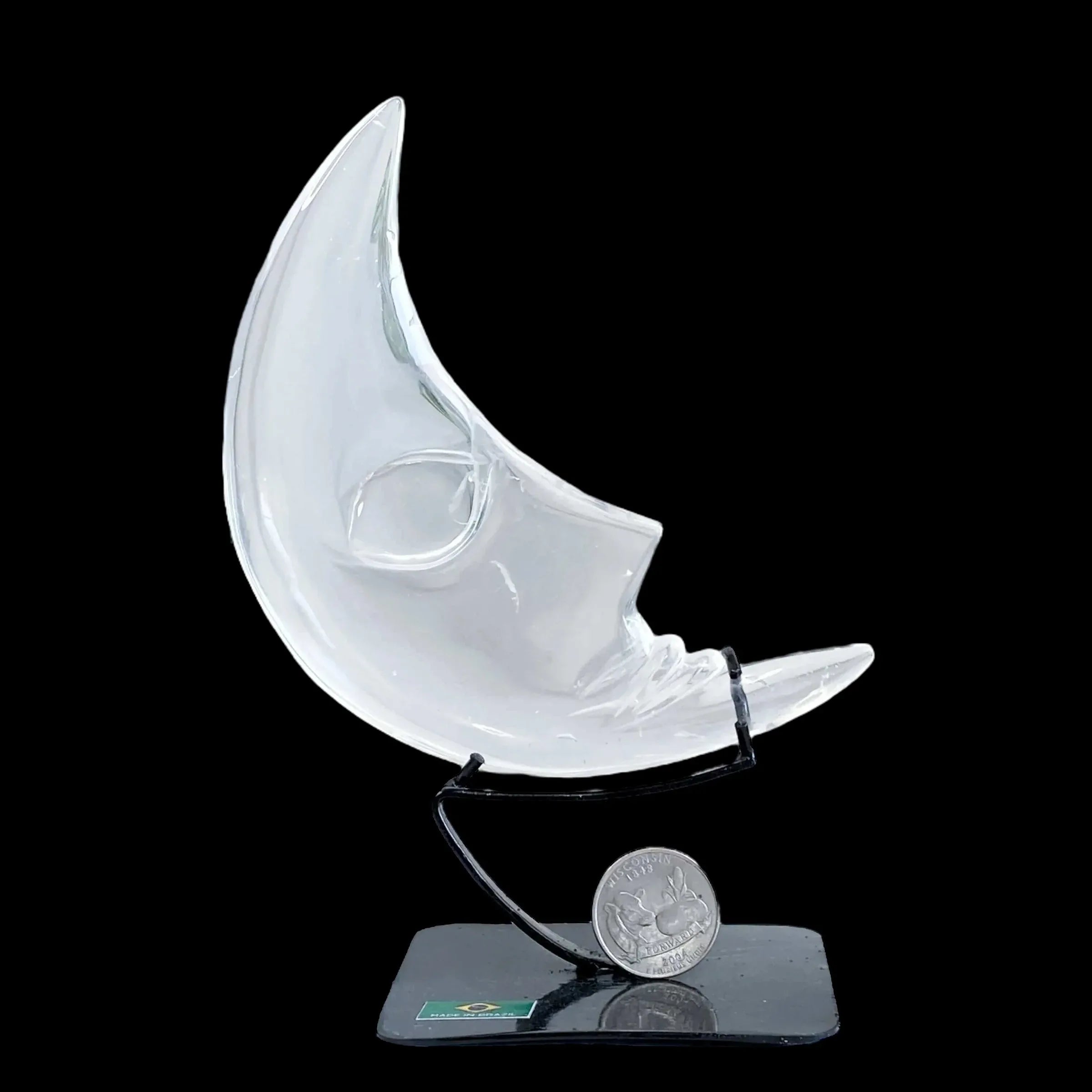 Clear Quartz Moon with Stand (~5 1/2") | Stock A - Mooncat Crystals