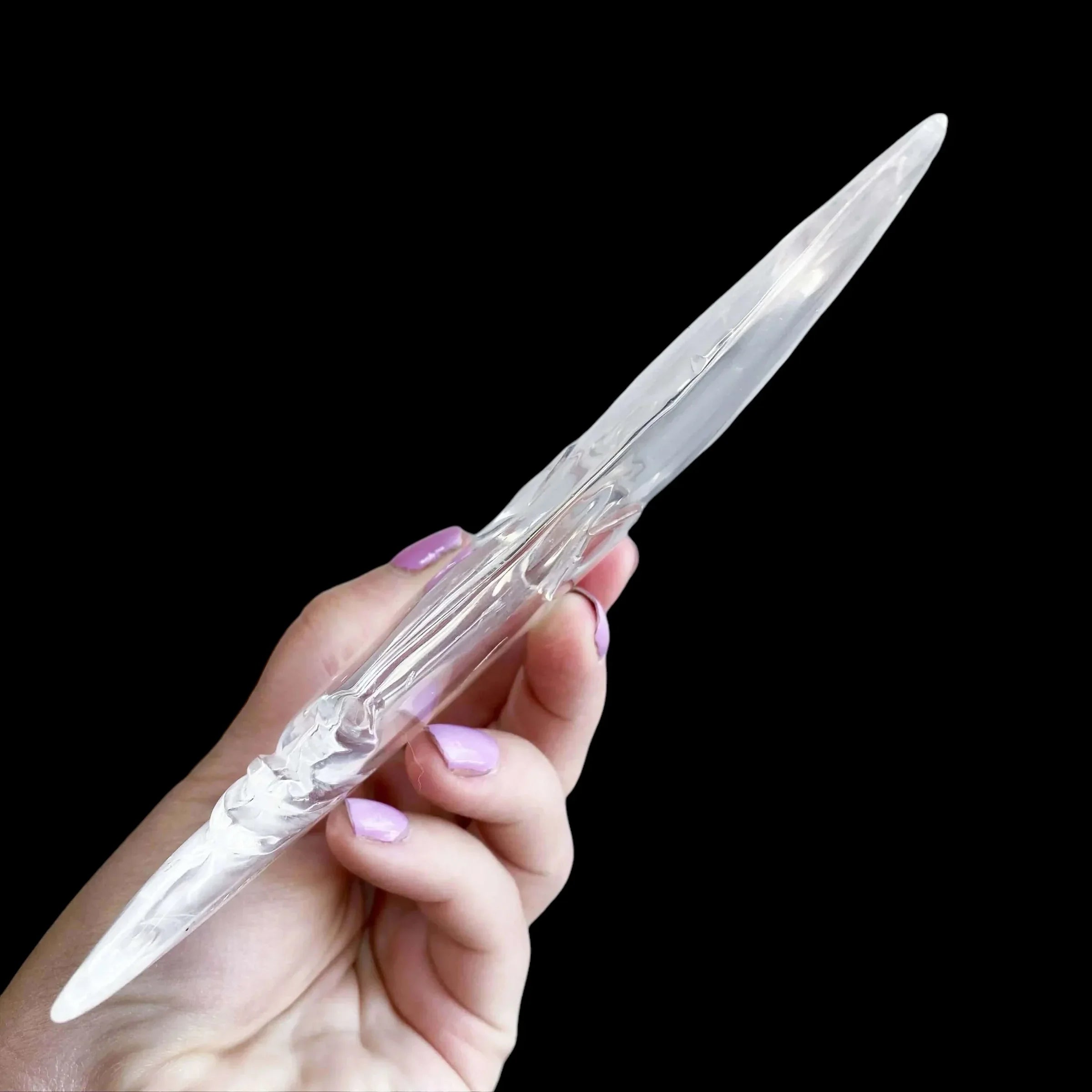 Clear Quartz Moon with Stand (~5 1/2") | Stock A - Mooncat Crystals