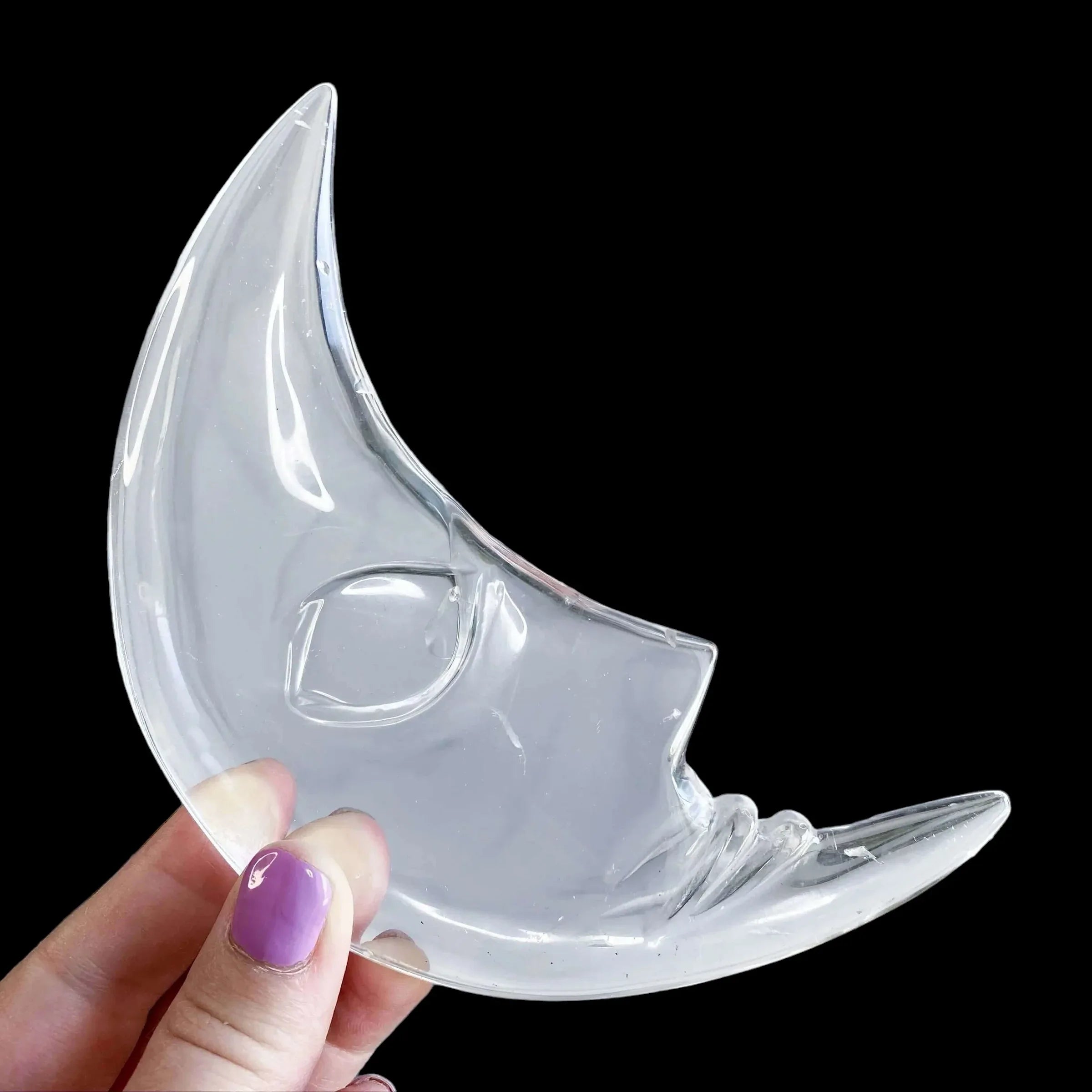 Clear Quartz Moon with Stand (~5 1/2") | Stock A - Mooncat Crystals