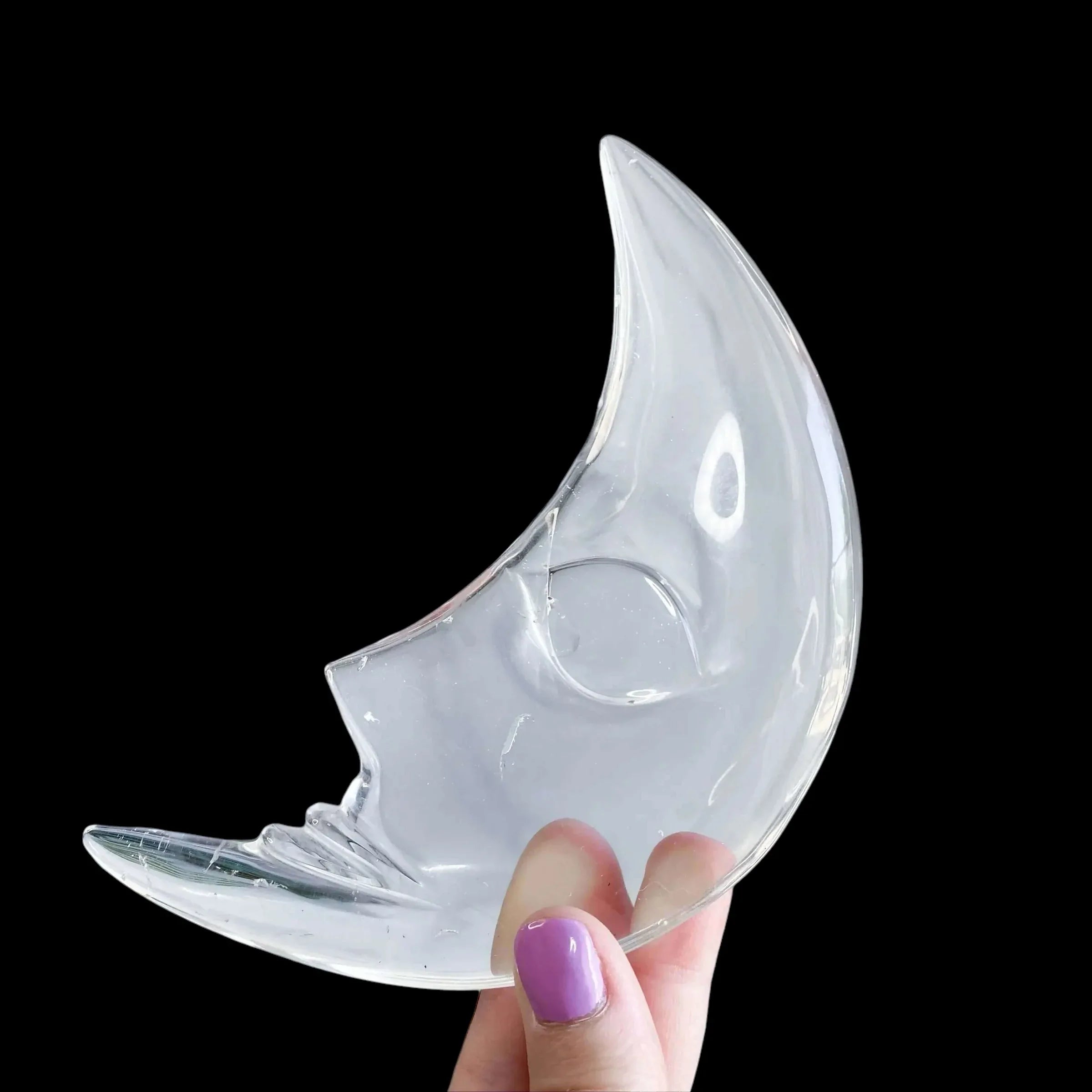 Clear Quartz Moon with Stand (~5 1/2") | Stock A - Mooncat Crystals