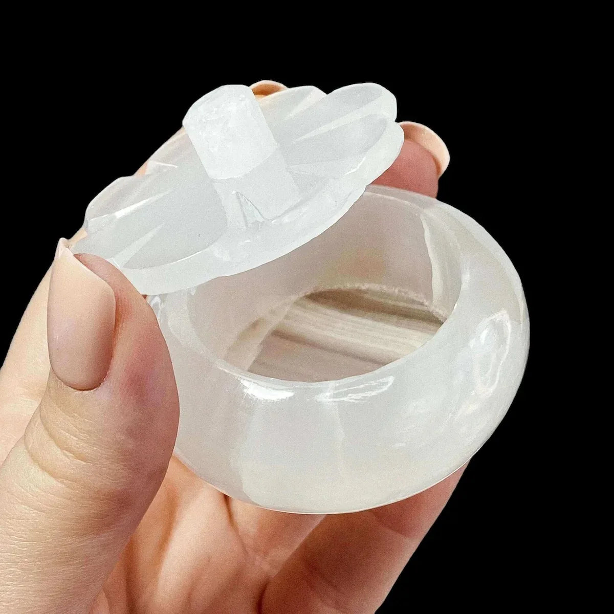 Cute Onyx Pumpkin Trinket Dish - Mooncat Crystals