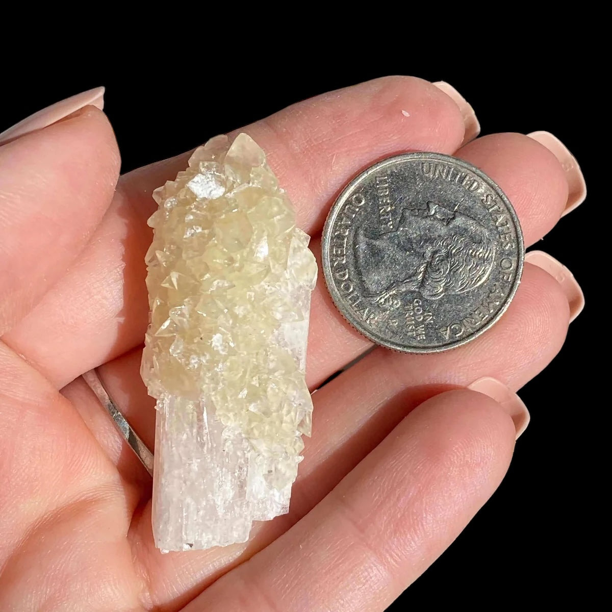 Druzy Pink Danburite with UV-Reactive Calcite | Stock QQ - Mooncat Crystals