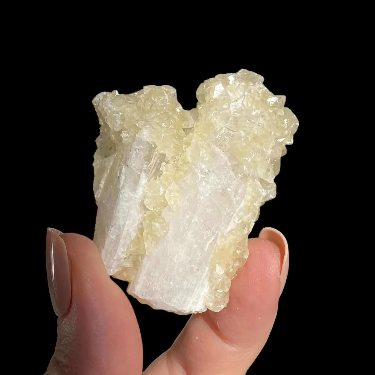 Druzy Pink Danburite with UV-Reactive Calcite | Stock TT - Mooncat Crystals