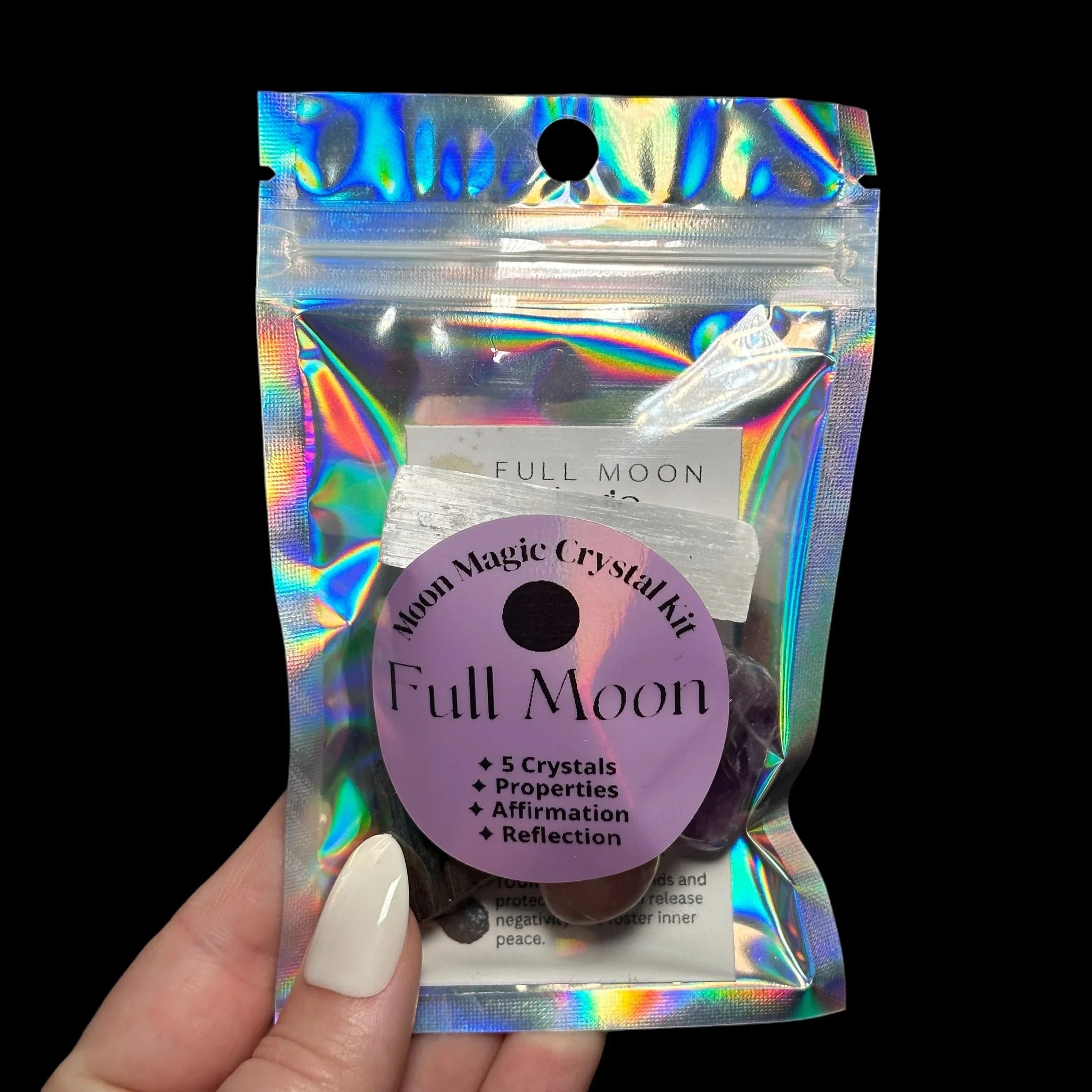Full Moon Crystal Set - 5 Crystals for the Full Moon - Mooncat Crystals