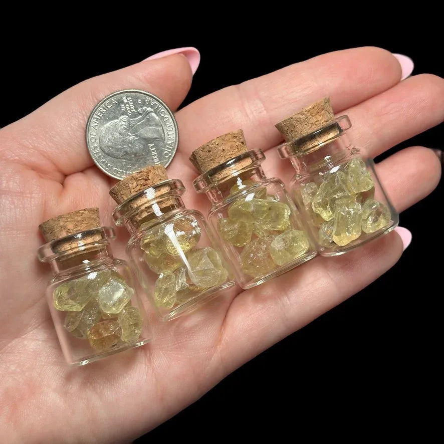 Golden Apatite Raw Crystal Vial - Mooncat Crystals