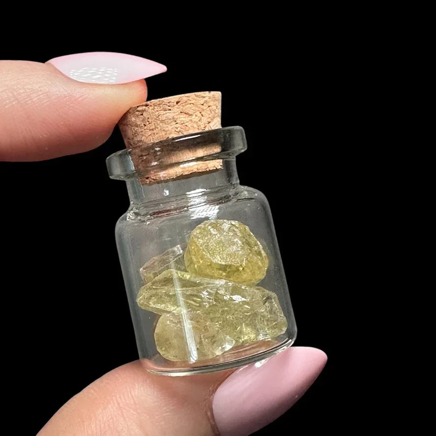 Golden Apatite Raw Crystal Vial - Mooncat Crystals