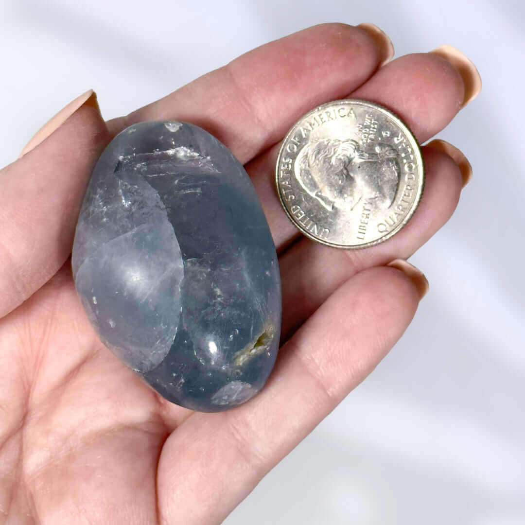 Celestite (Celestine) Palm Stone | Stock V