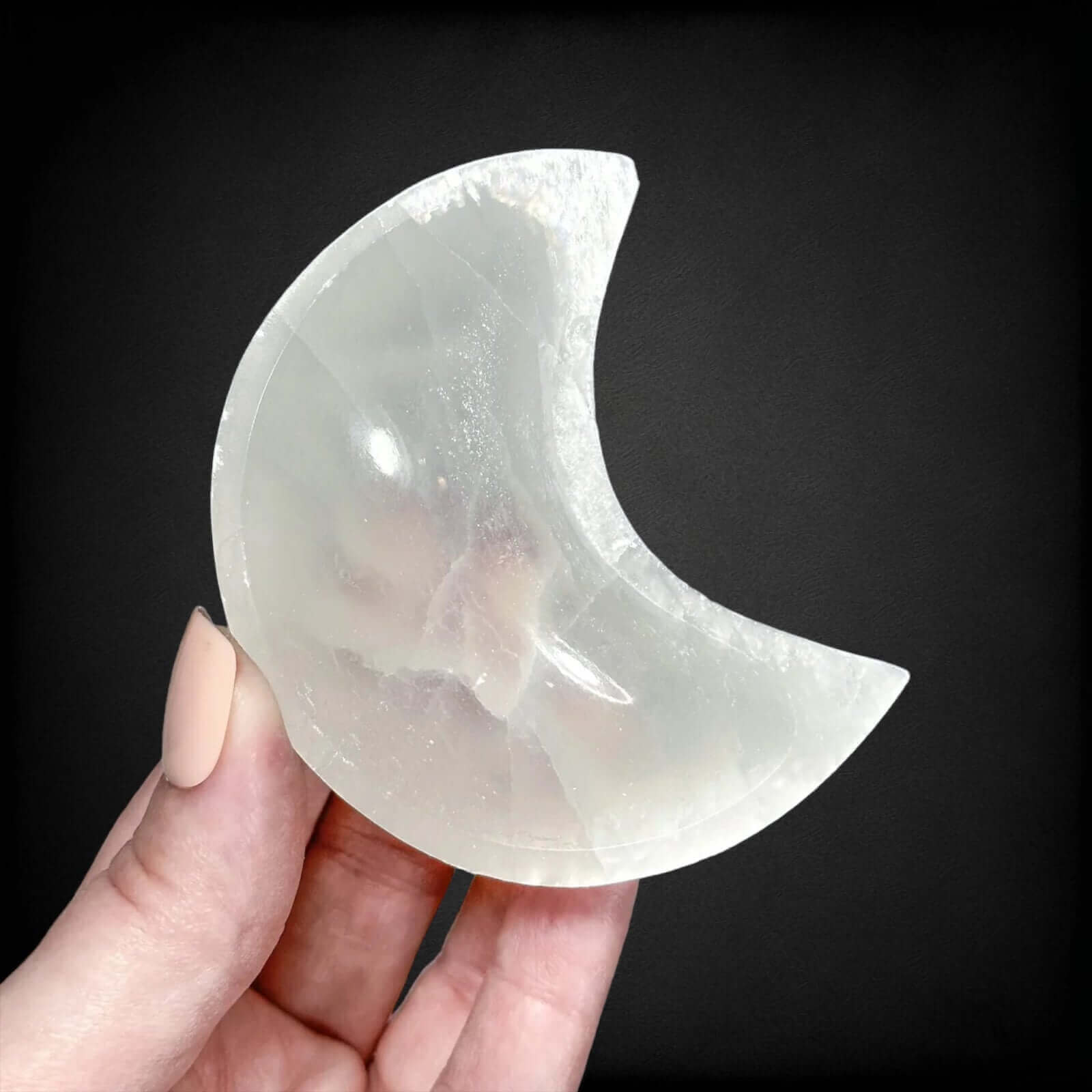 Selenite Crescent Moon Dish