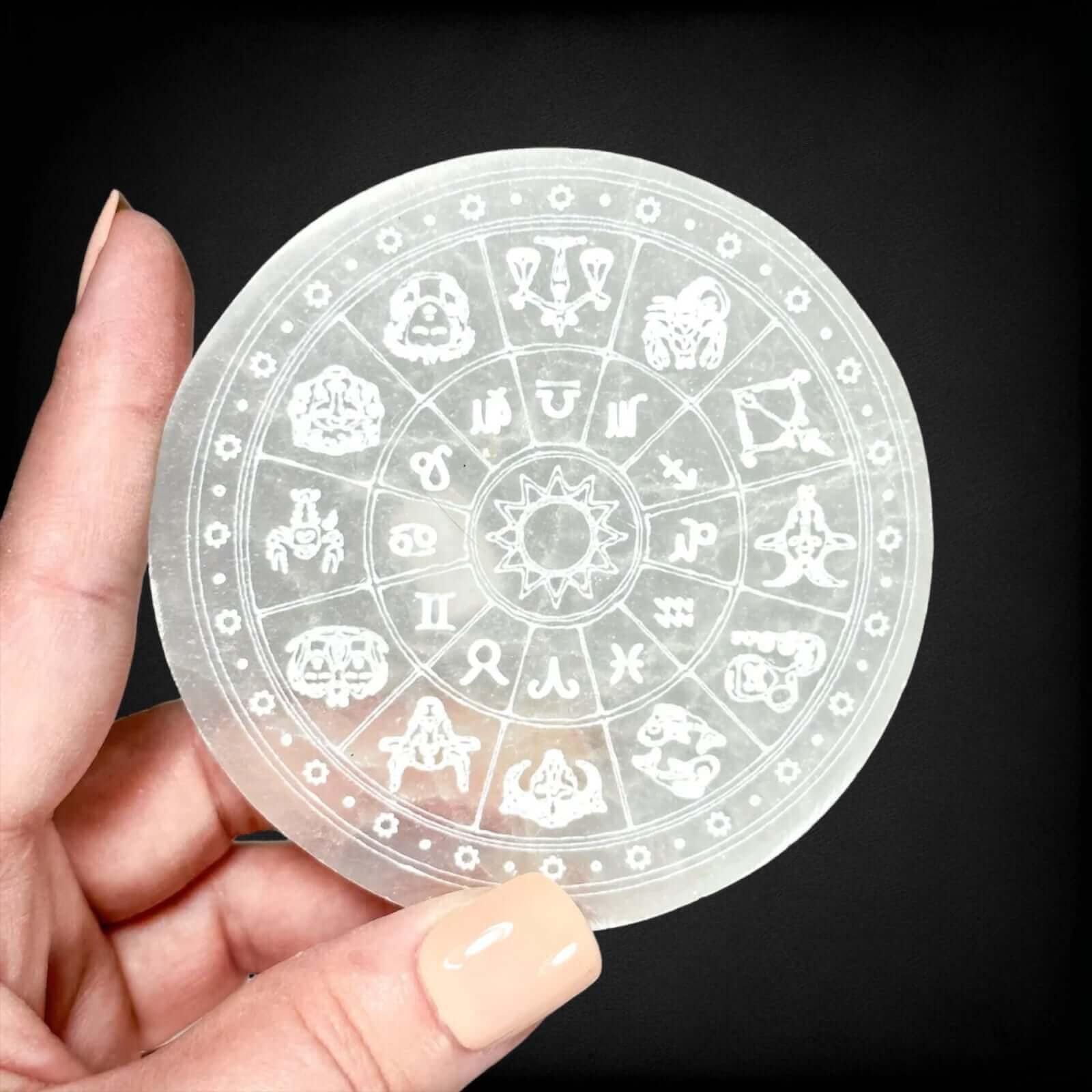 Selenite Zodiac Plate - Small
