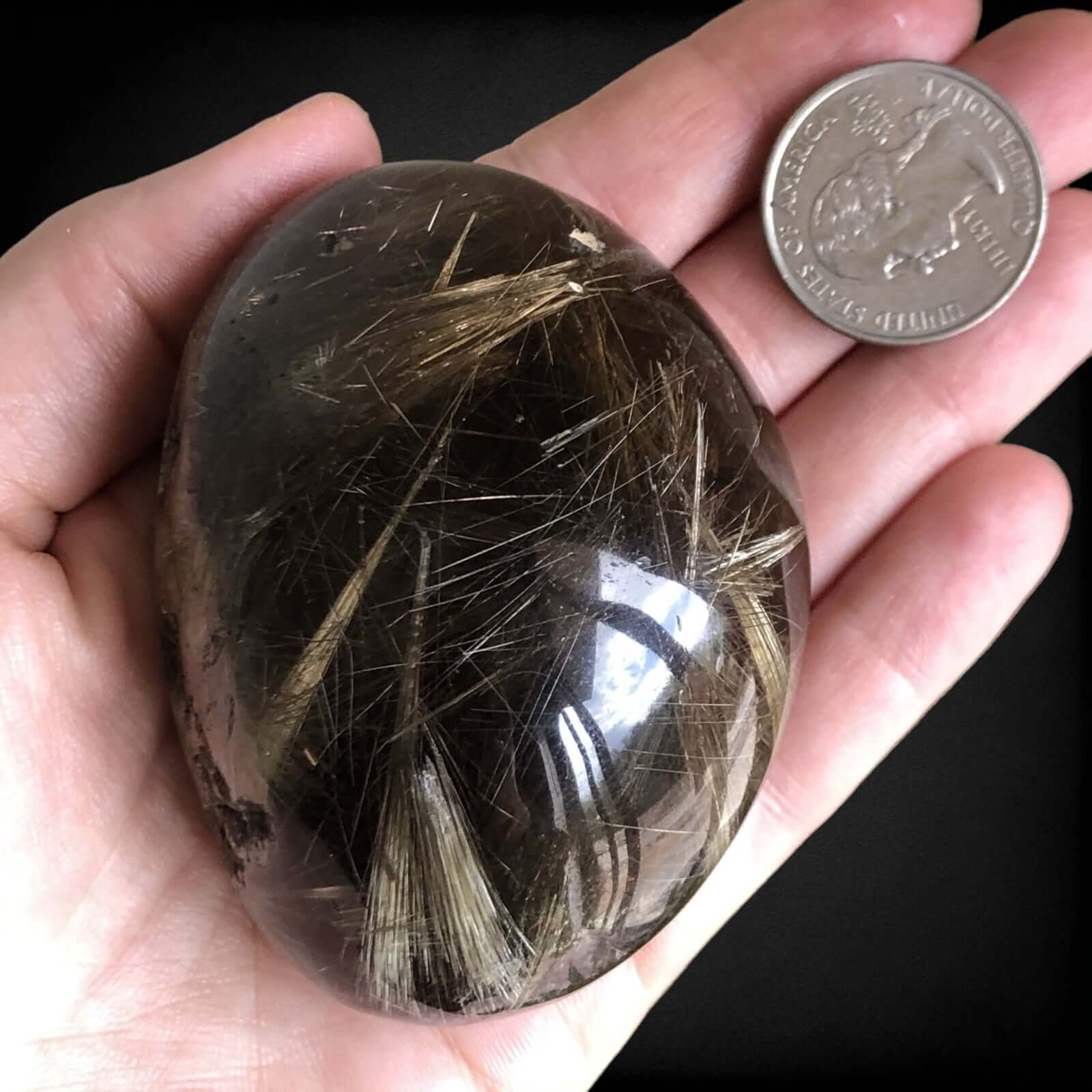 Rutilated Smoky Quartz Lens