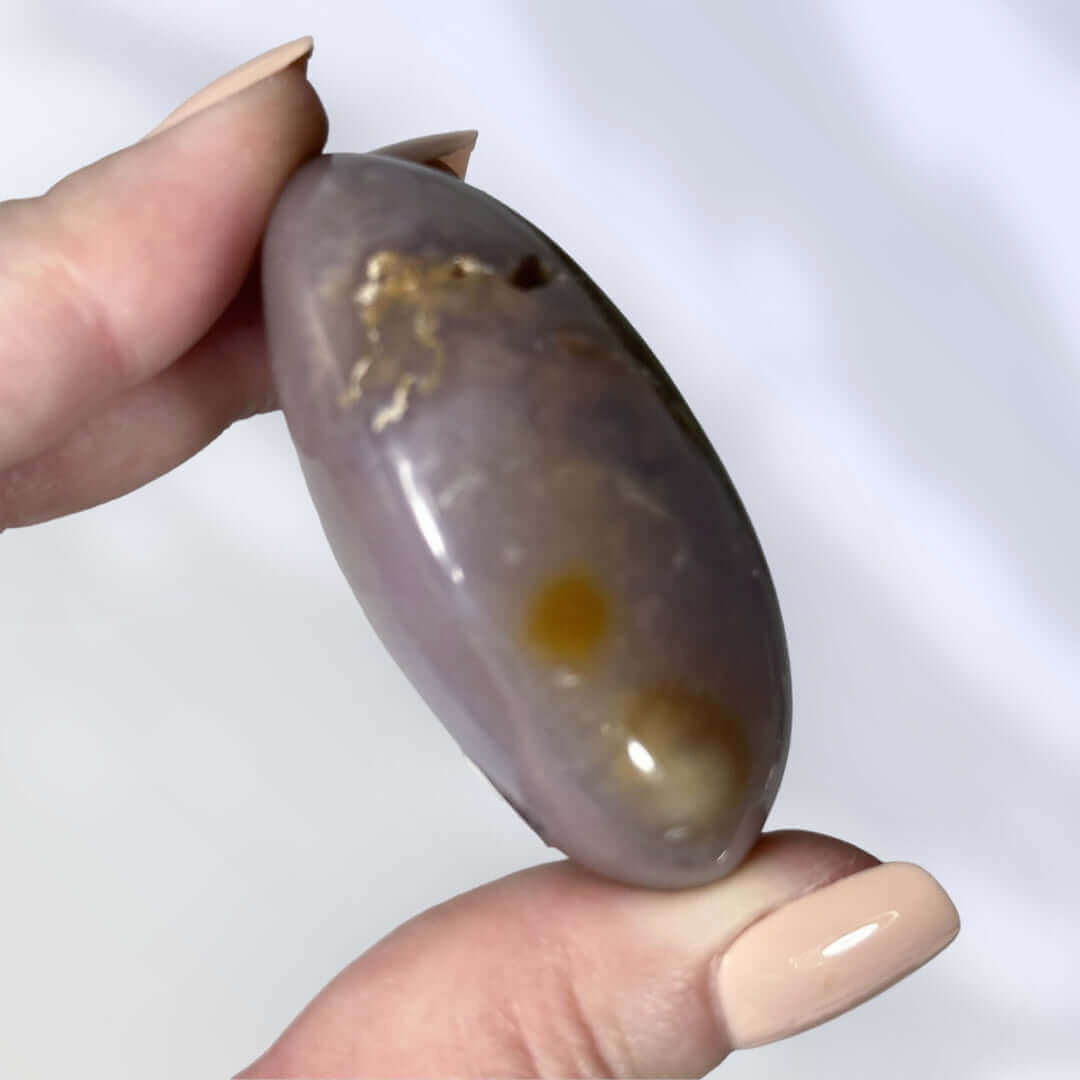 Violet Flame Agate Palm Stone | Stock A