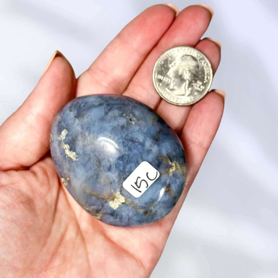 Periwinkle Blue Quartz Palm Stone | Stock C