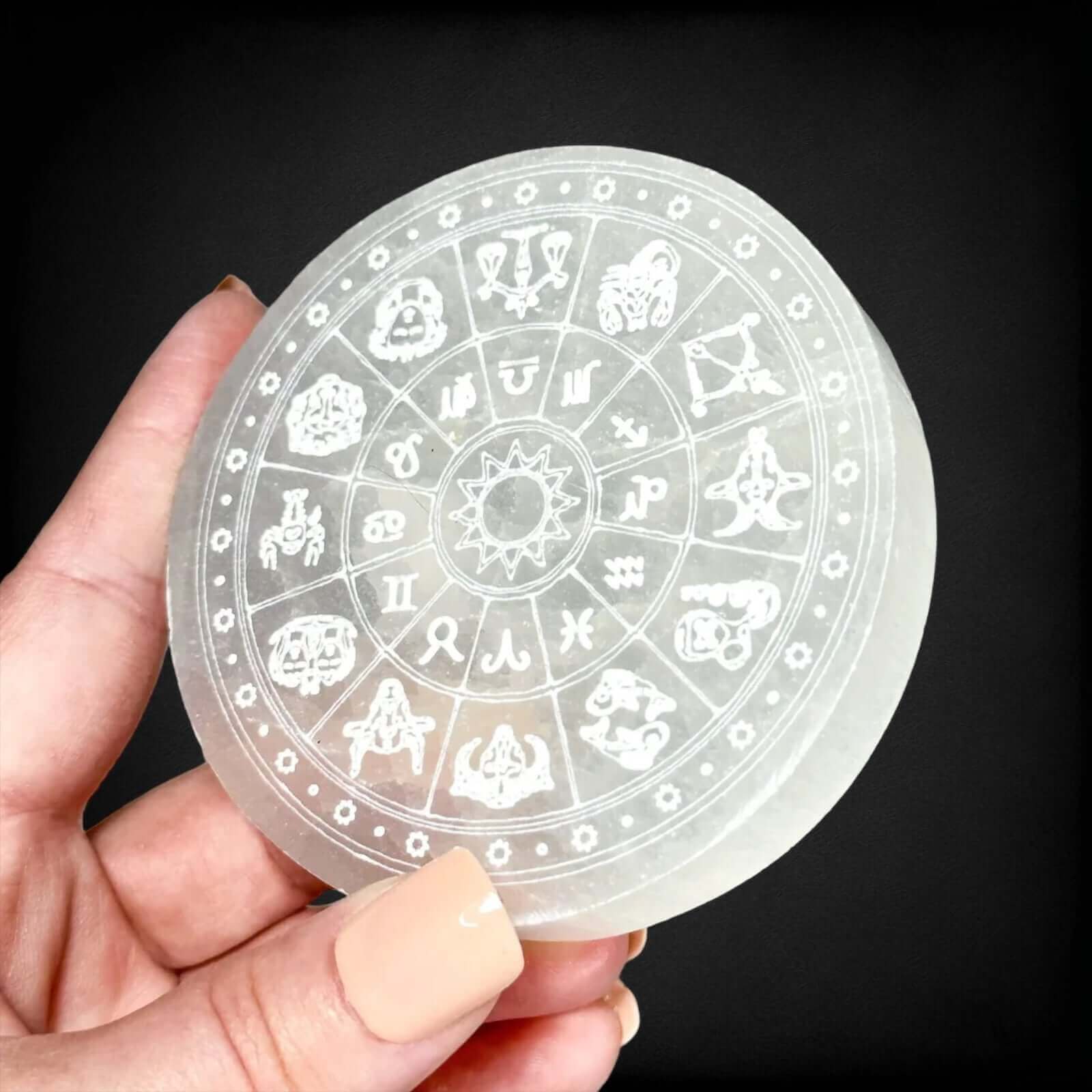 Selenite Zodiac Plate - Small