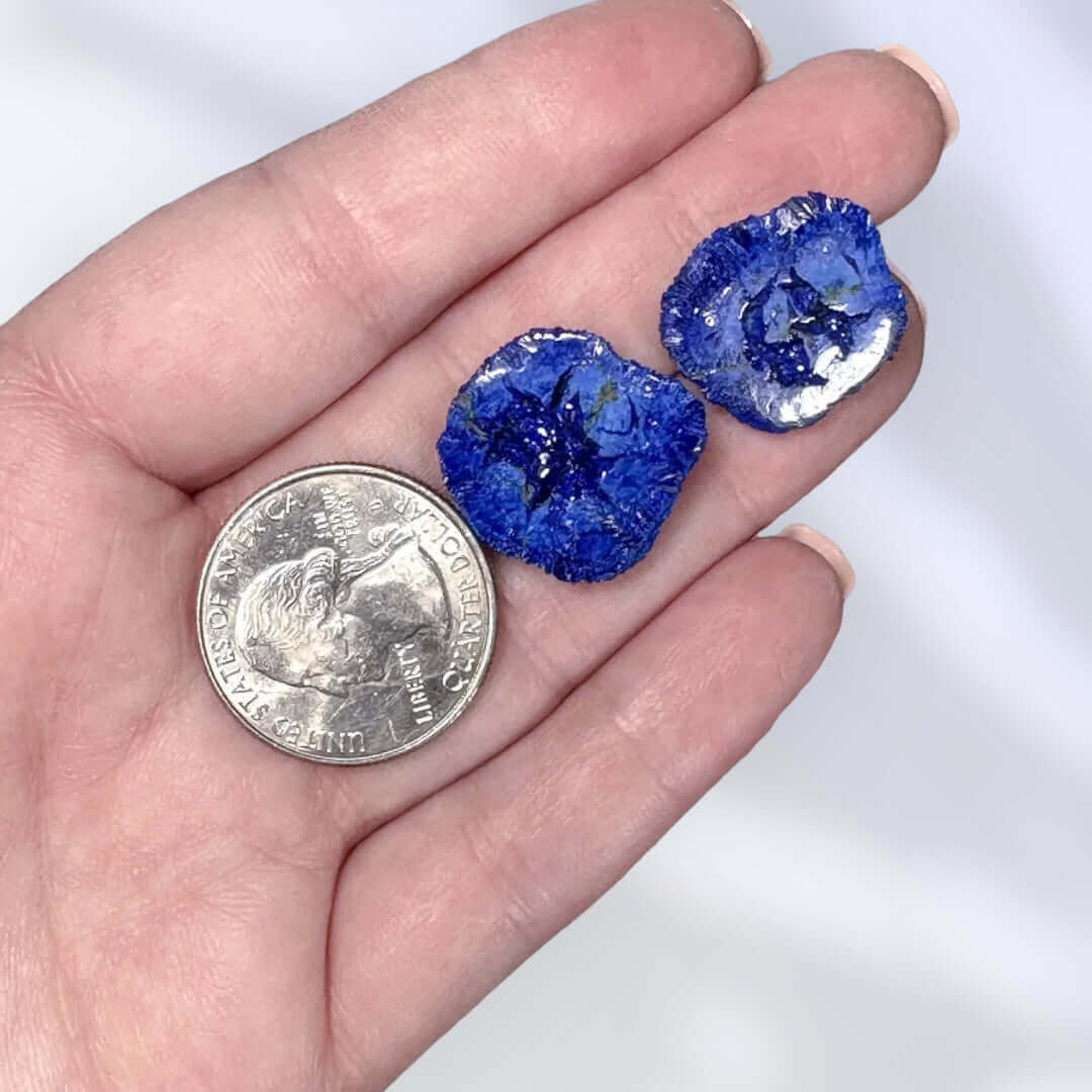 Azurite Blueberry Nodule Pair | Stock A
