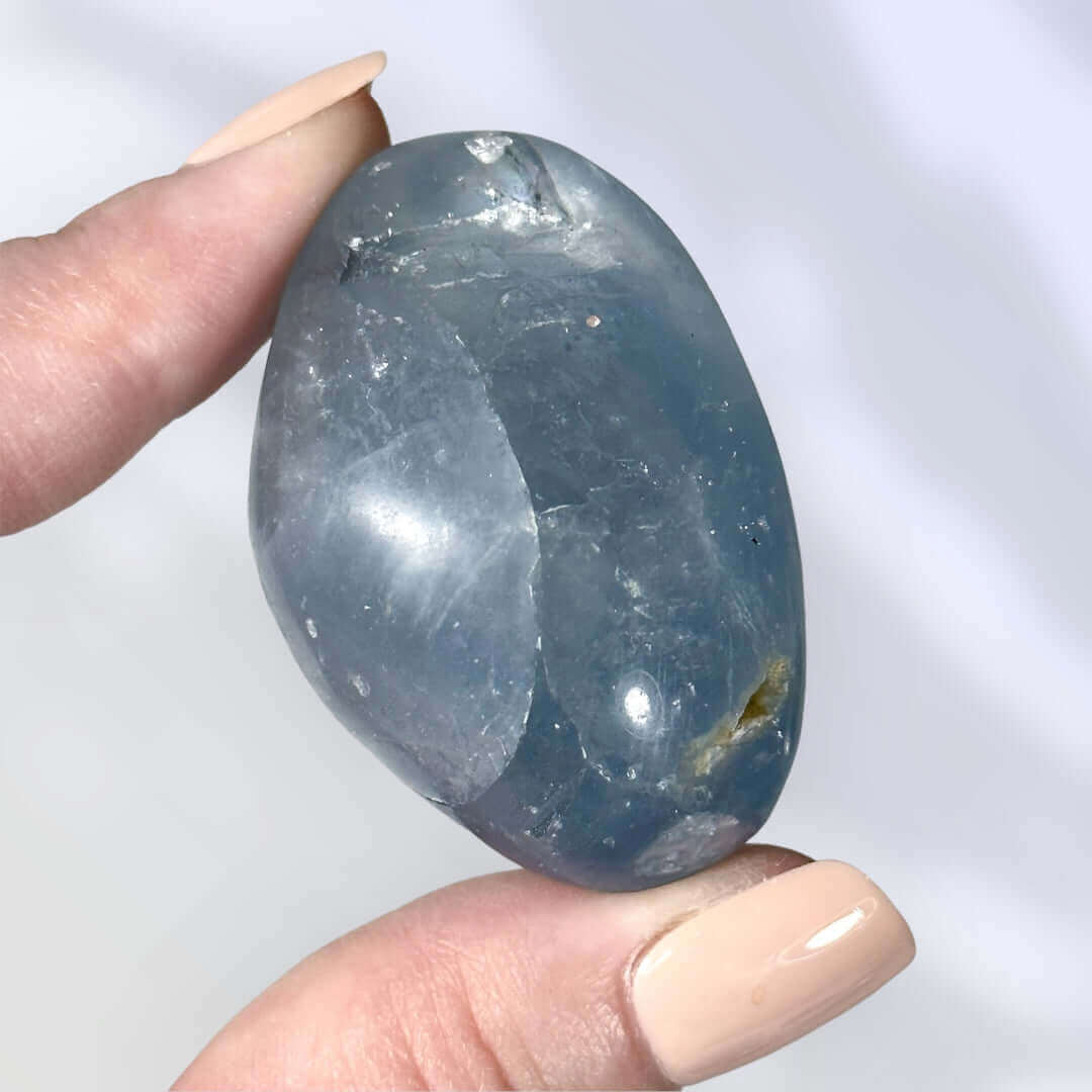 Celestite (Celestine) Palm Stone | Stock V