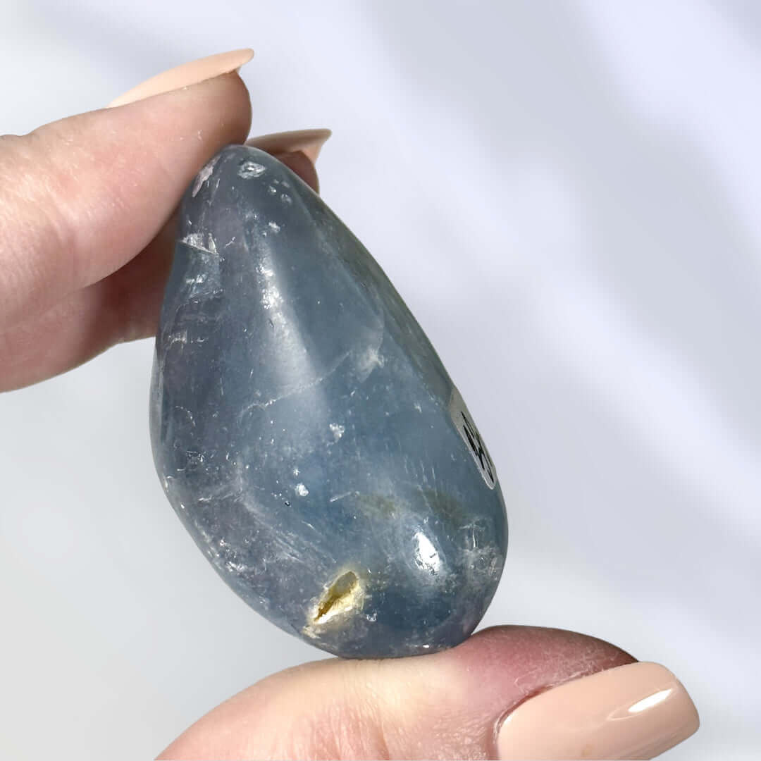 Celestite (Celestine) Palm Stone | Stock V