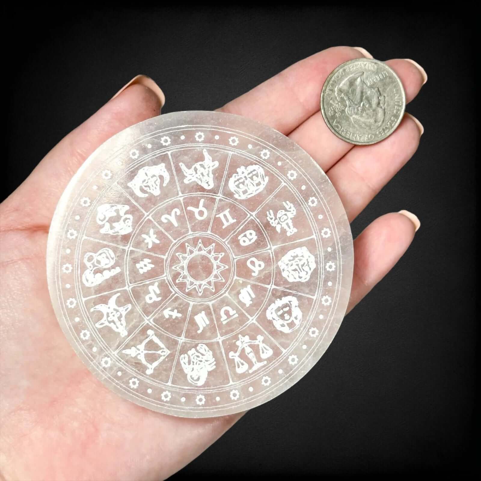Selenite Zodiac Plate - Small