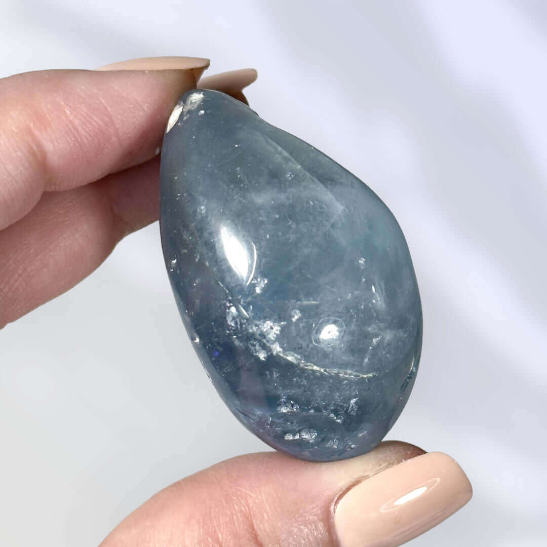 Celestite (Celestine) Palm Stone | Stock V