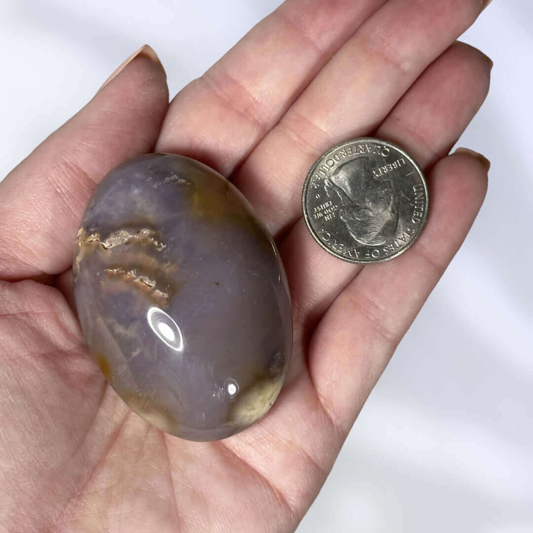 Violet Flame Agate Palm Stone | Stock A