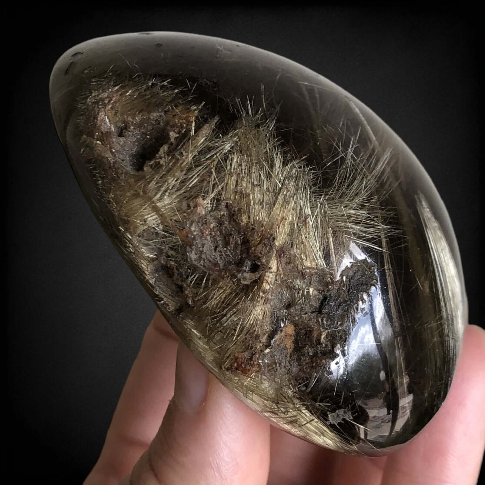 Rutilated Smoky Quartz Lens