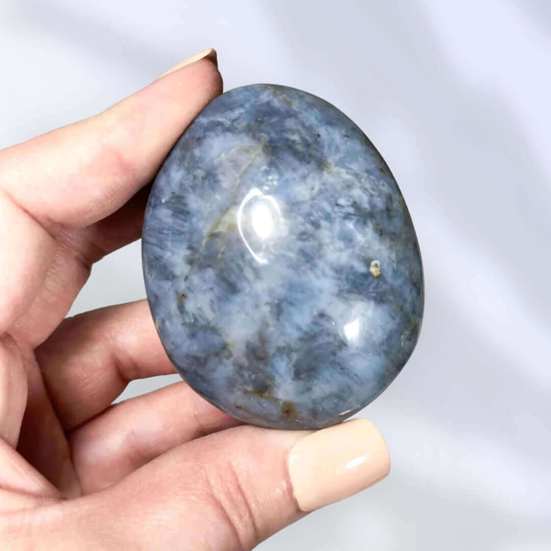 Periwinkle Blue Quartz Palm Stone | Stock C