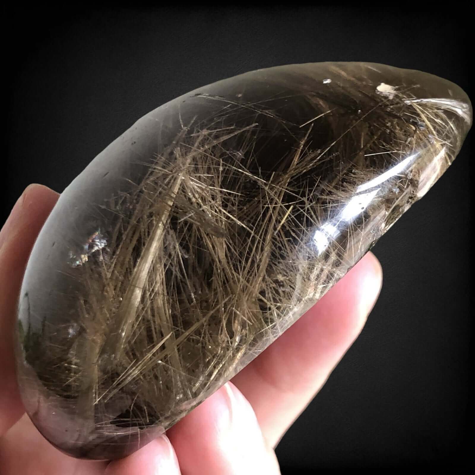 Rutilated Smoky Quartz Lens