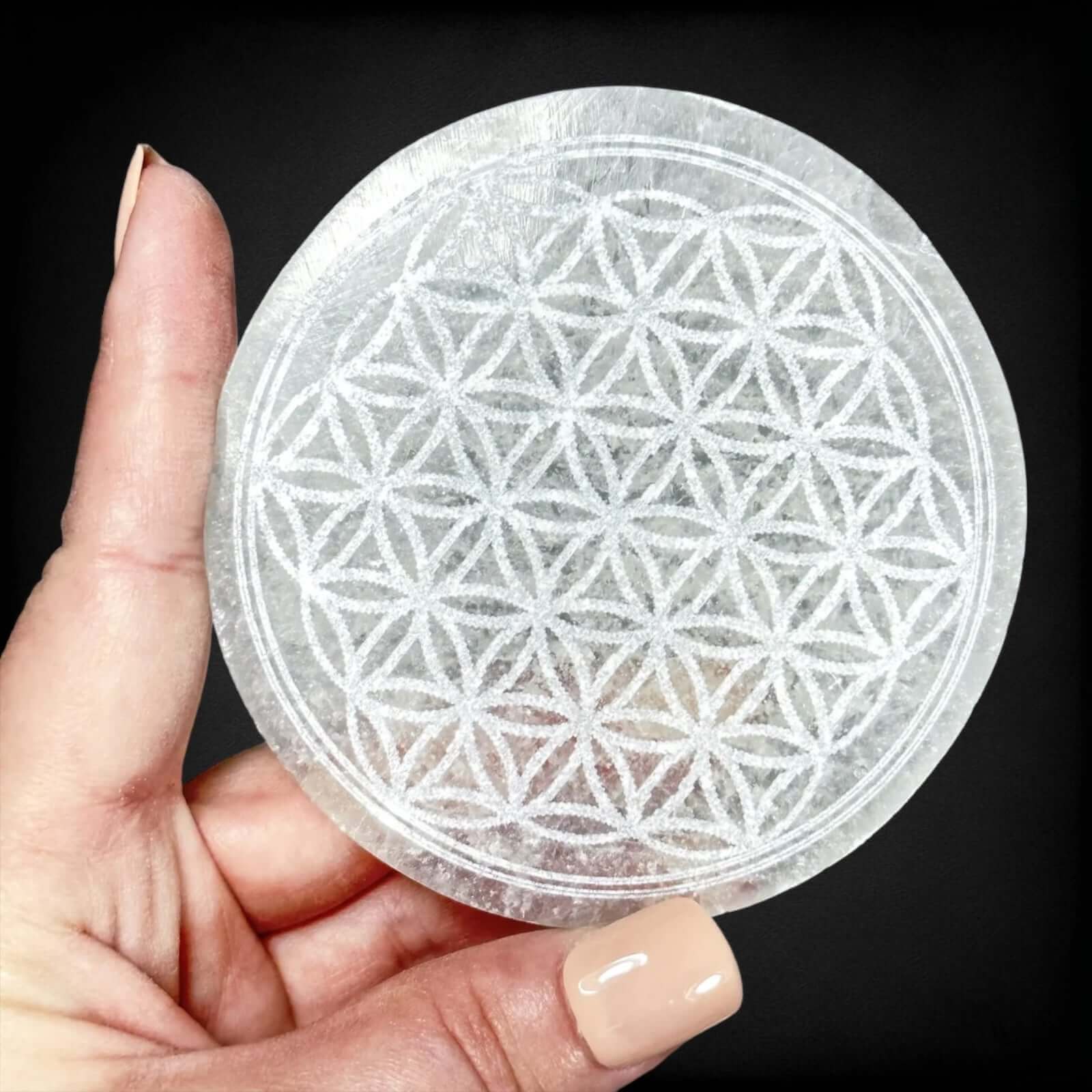 Selenite Flower of Life Plate - Small