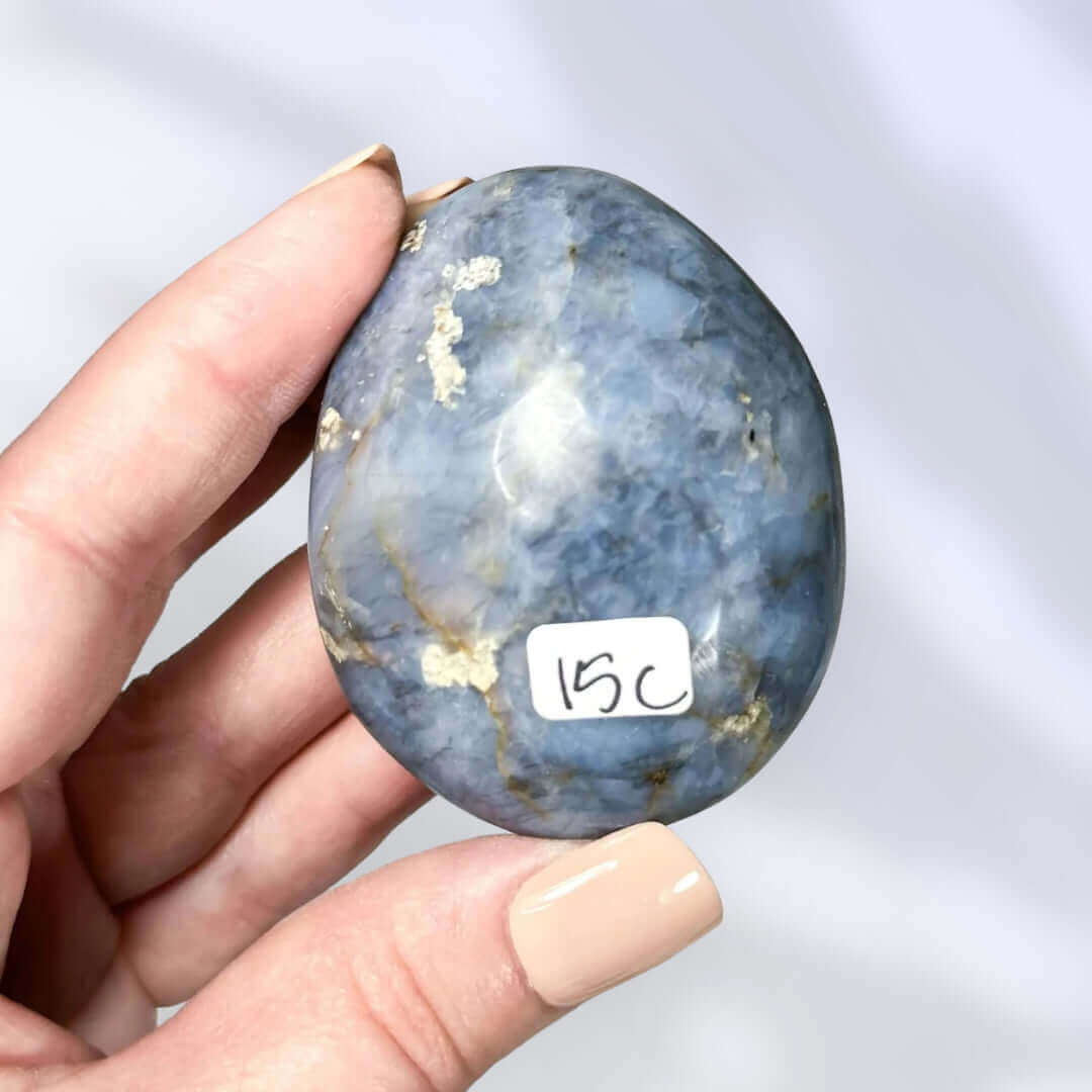 Periwinkle Blue Quartz Palm Stone | Stock C