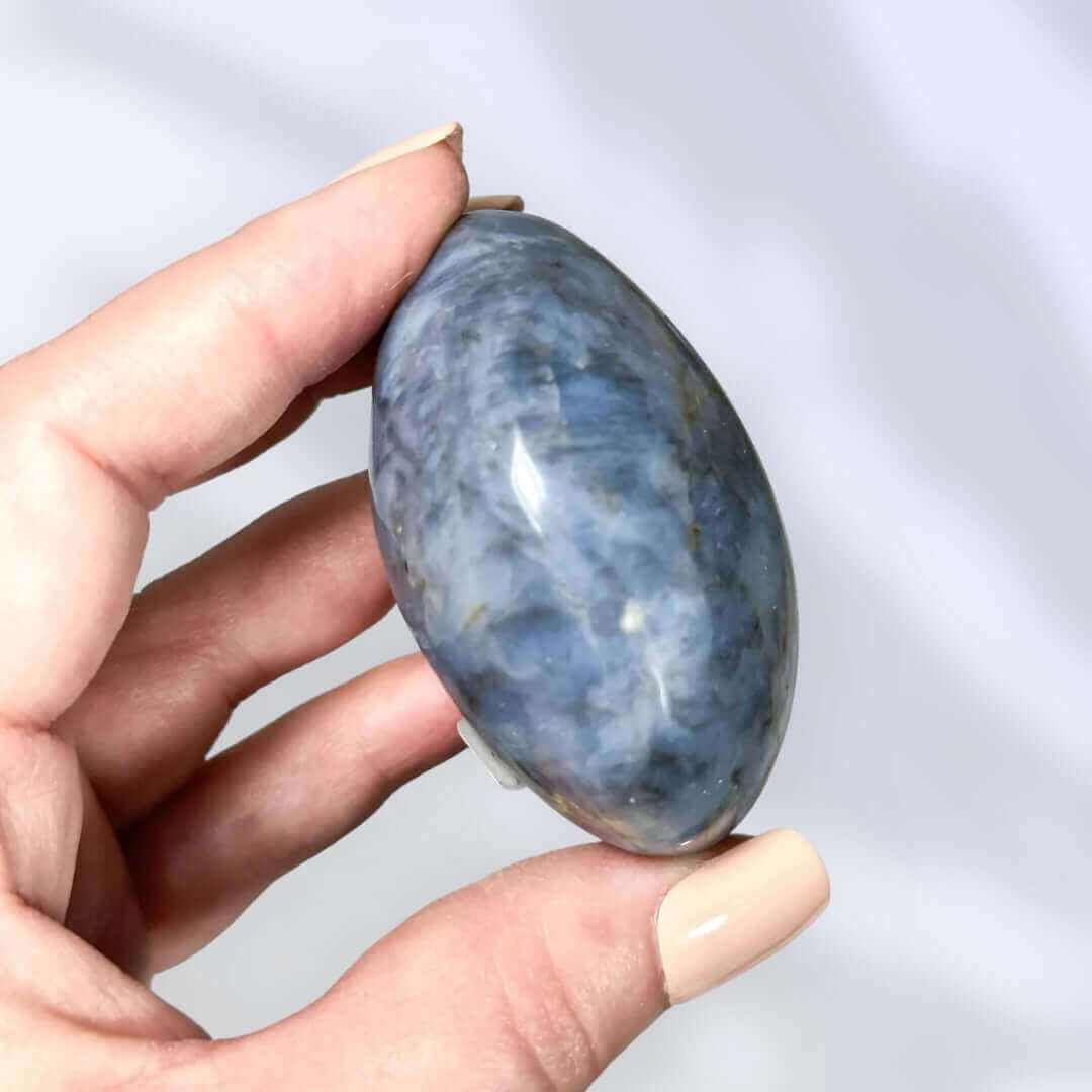 Periwinkle Blue Quartz Palm Stone | Stock C