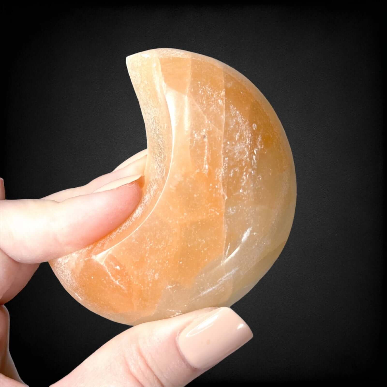 Orange Selenite Crescent Moon Dish