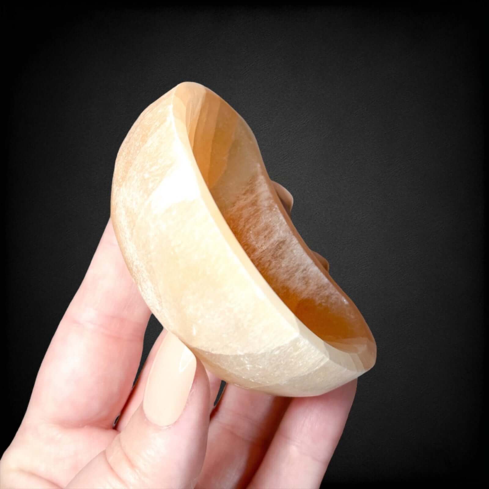 Orange Selenite Crescent Moon Dish