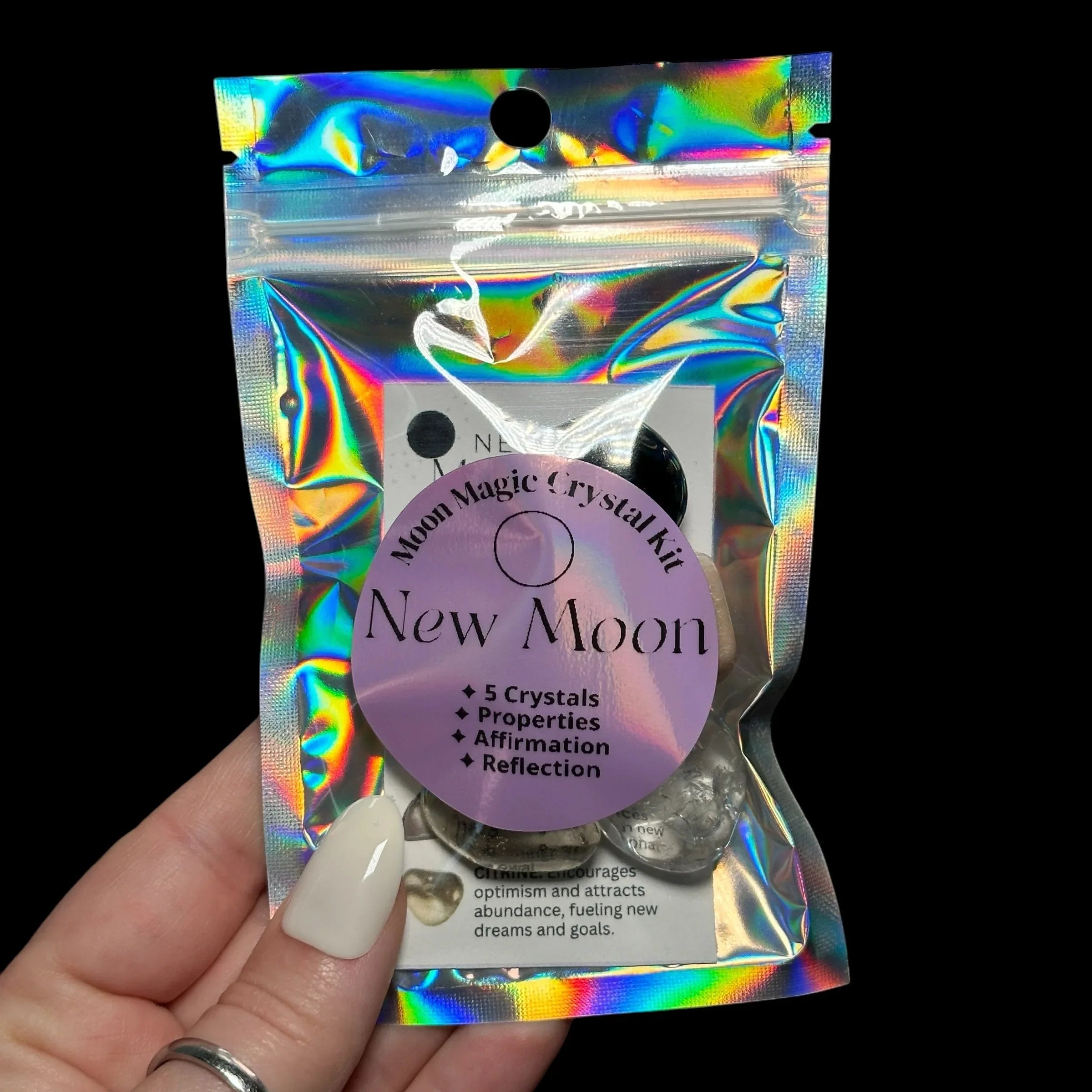 New Moon Crystal Set - 5 Crystals for the New Moon - Mooncat Crystals
