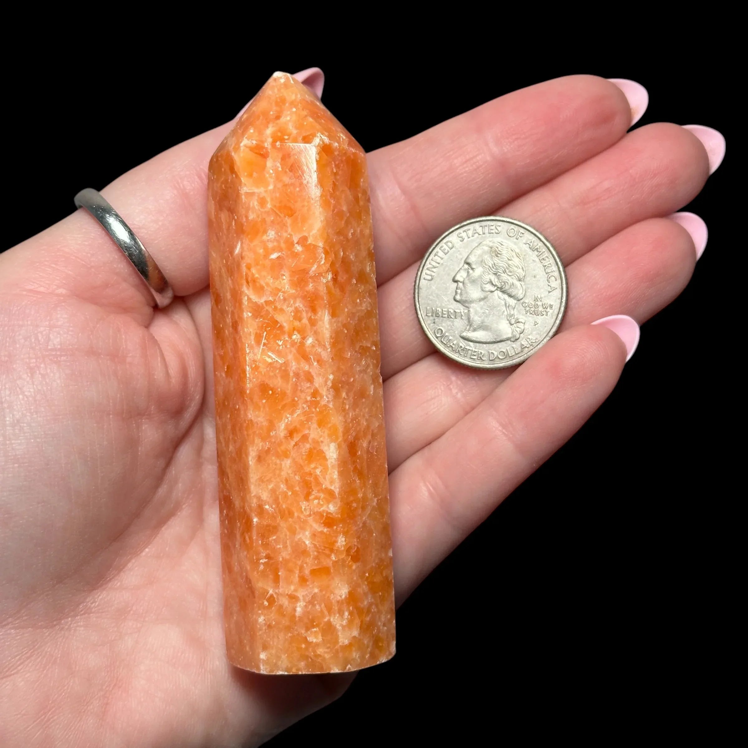 Orange Calcite Tower - Imperfect Tip - Mooncat Crystals