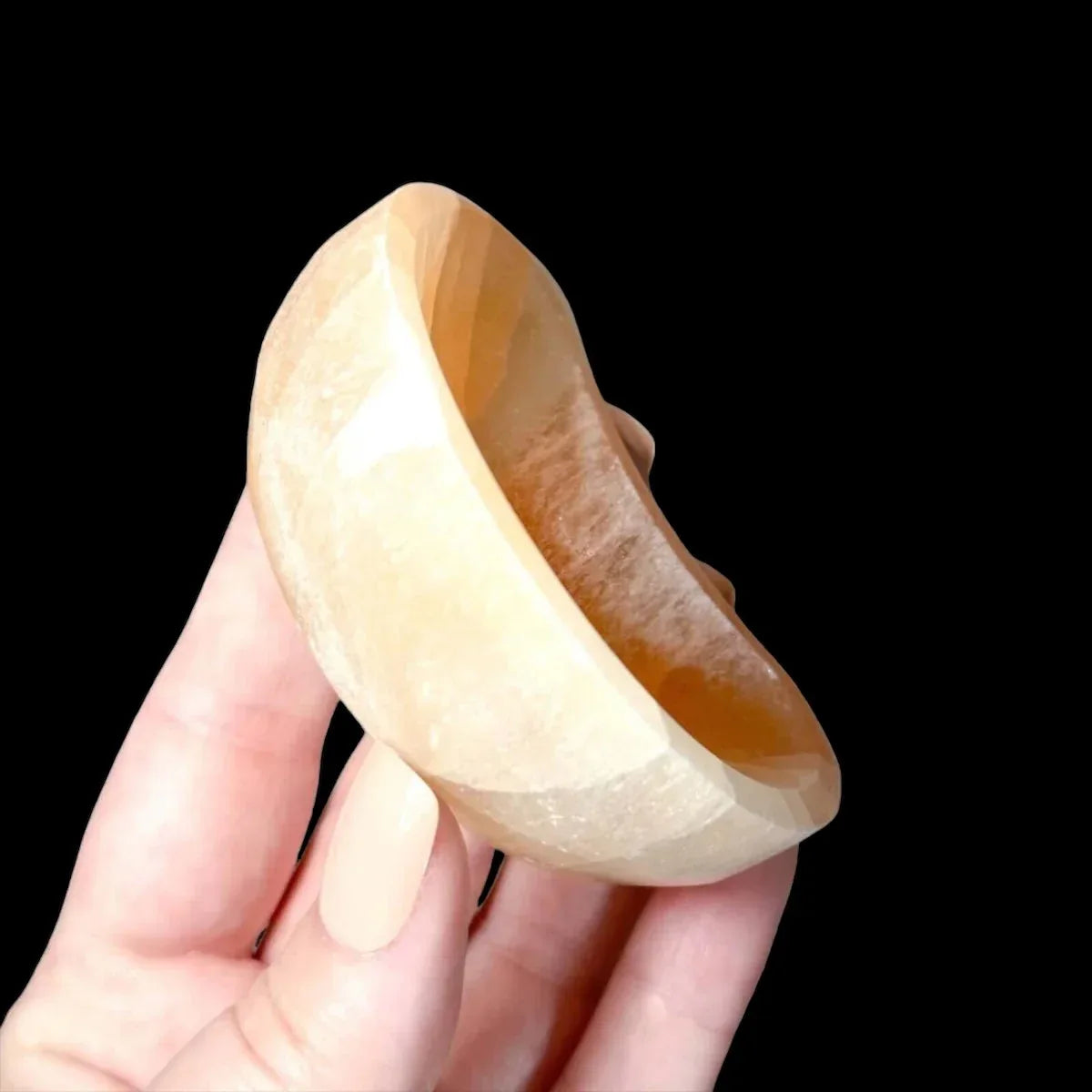 Orange Selenite Crescent Moon Dish - Mooncat Crystals