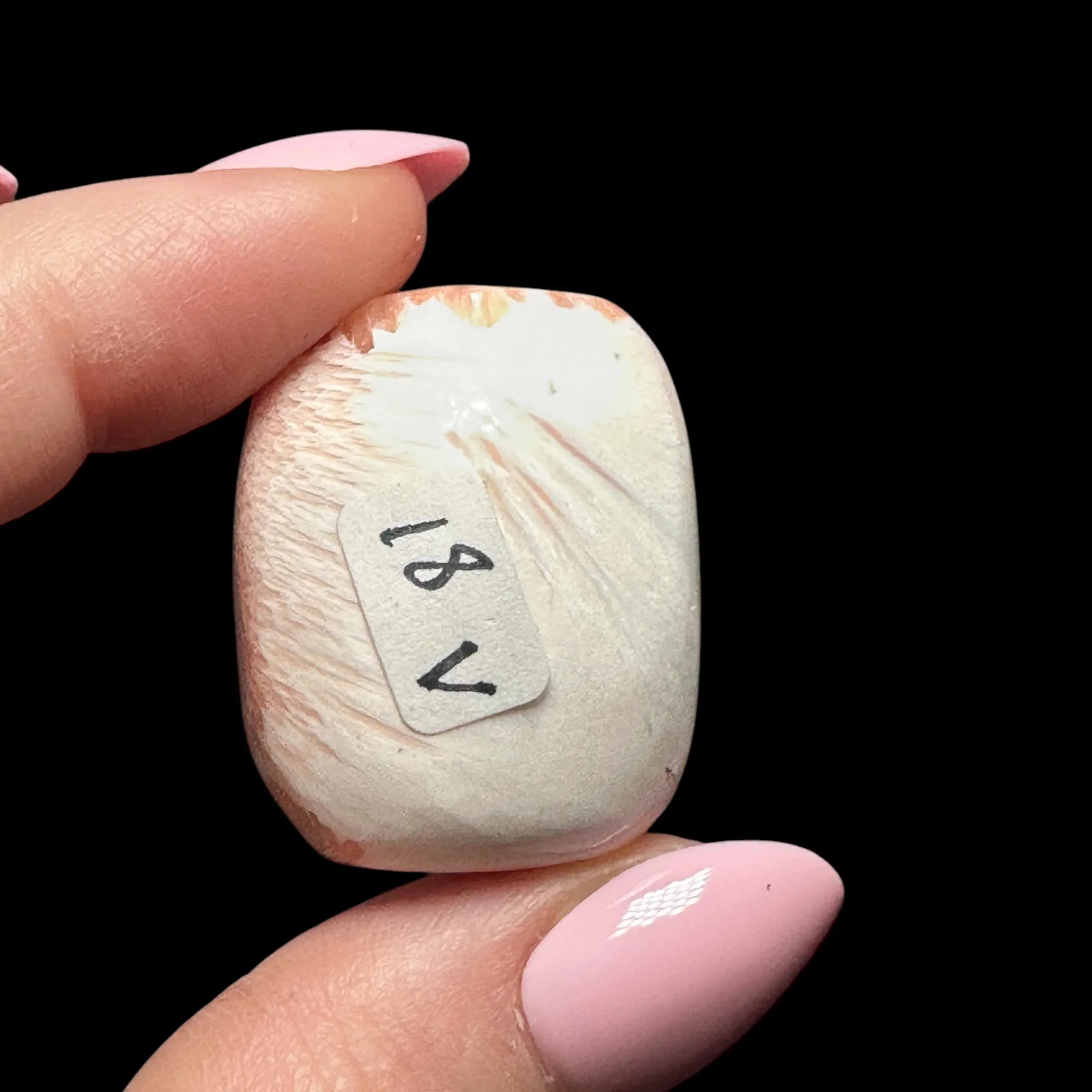 Peach Scolecite Mini Palm Stone - Mooncat Crystals