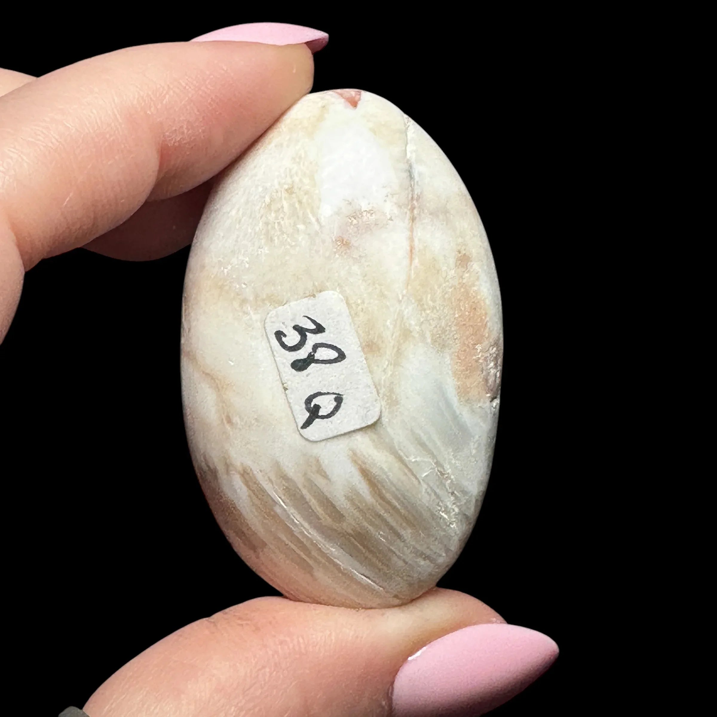 Peach Scolecite Palm Stone - Mooncat Crystals