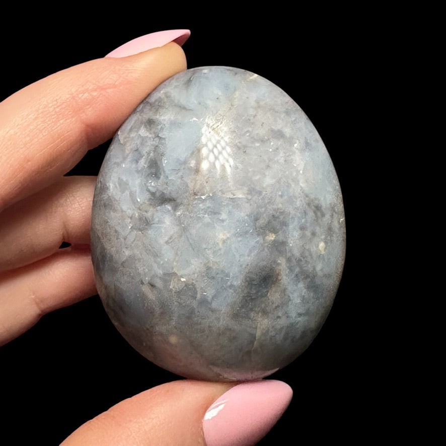 Periwinkle Blue Quartz Palm Stone - Mooncat Crystals