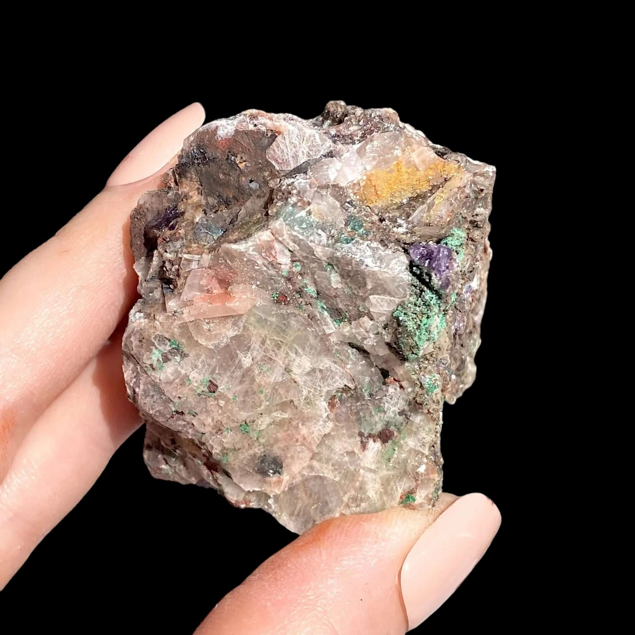 Purple Fluorite with Malachite | Stock G - Mooncat Crystals