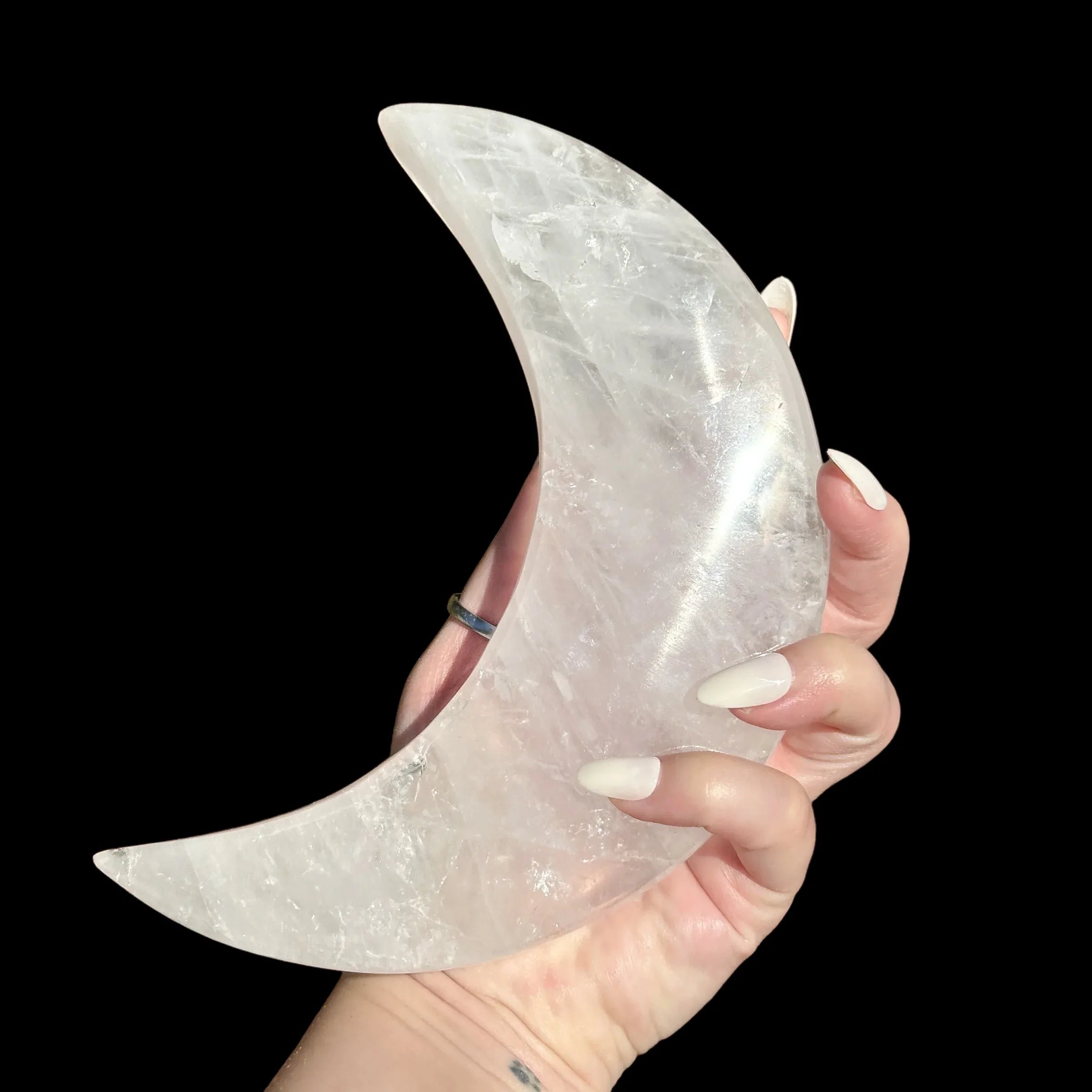 Quartz Crescent Moon - Mooncat Crystals