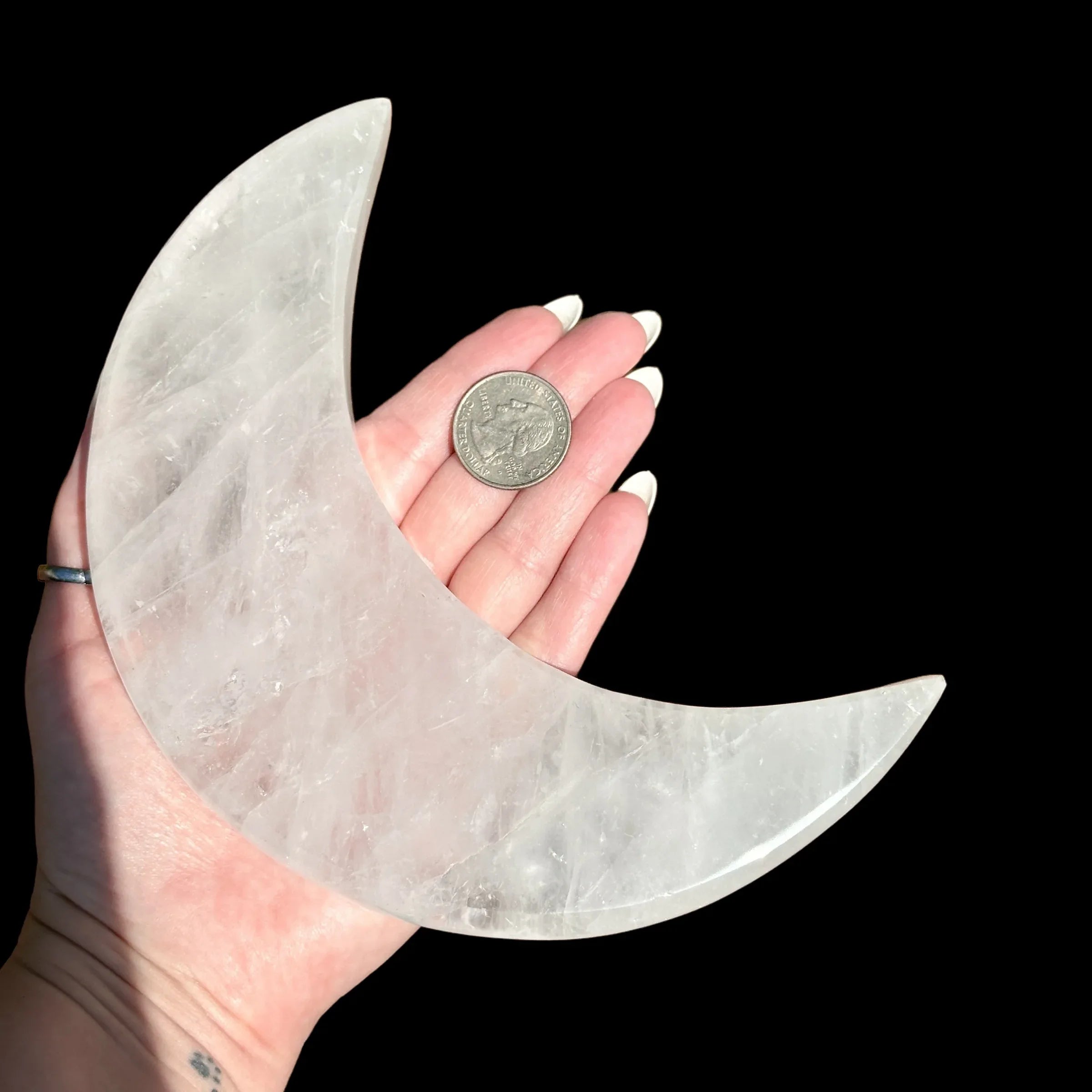 Quartz Crescent Moon - Mooncat Crystals