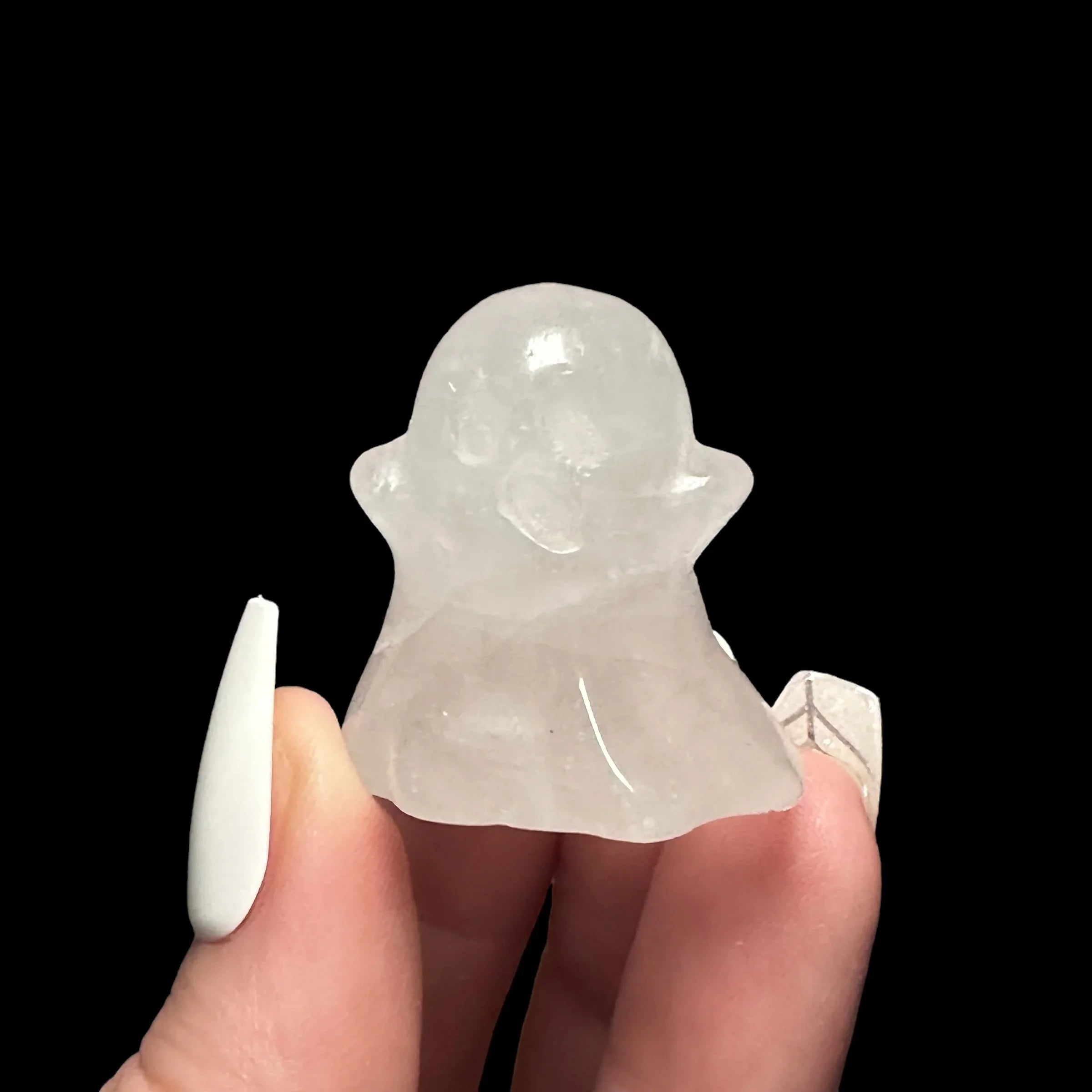 Quartz Ghost Halloween Carved Crystal - Mooncat Crystals