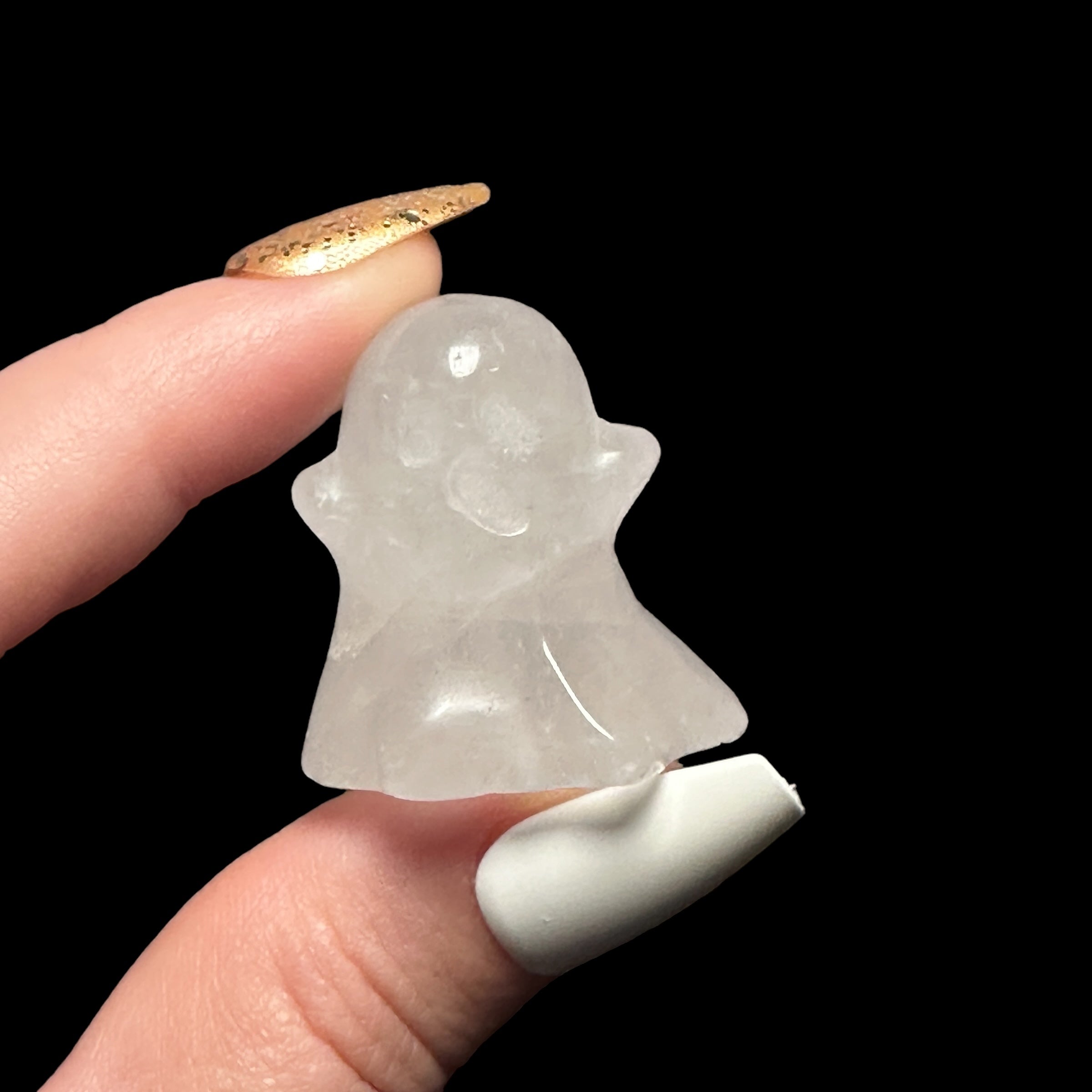 Quartz Ghost Halloween Carved Crystal - Mooncat Crystals