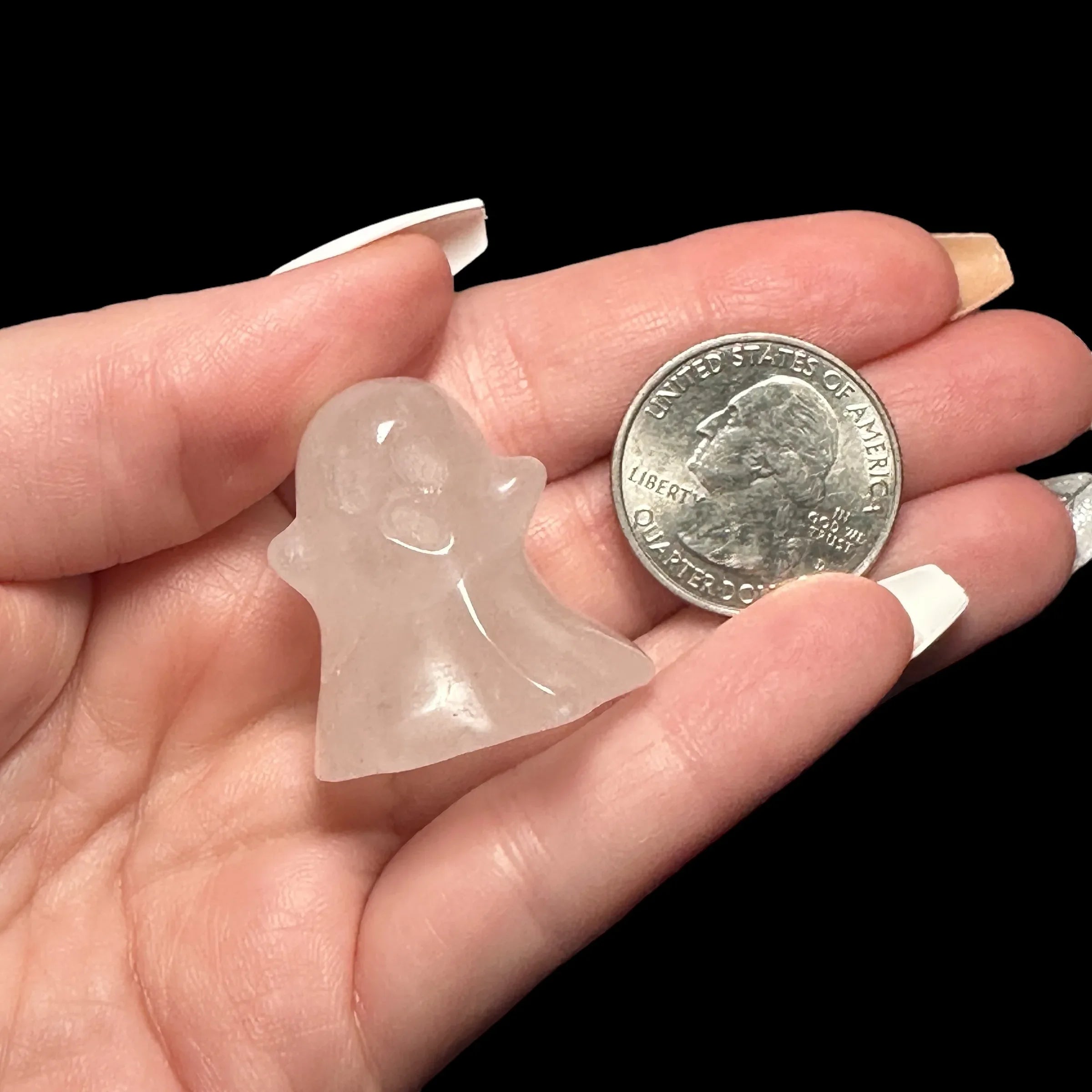 Quartz Ghost Halloween Carved Crystal - Mooncat Crystals