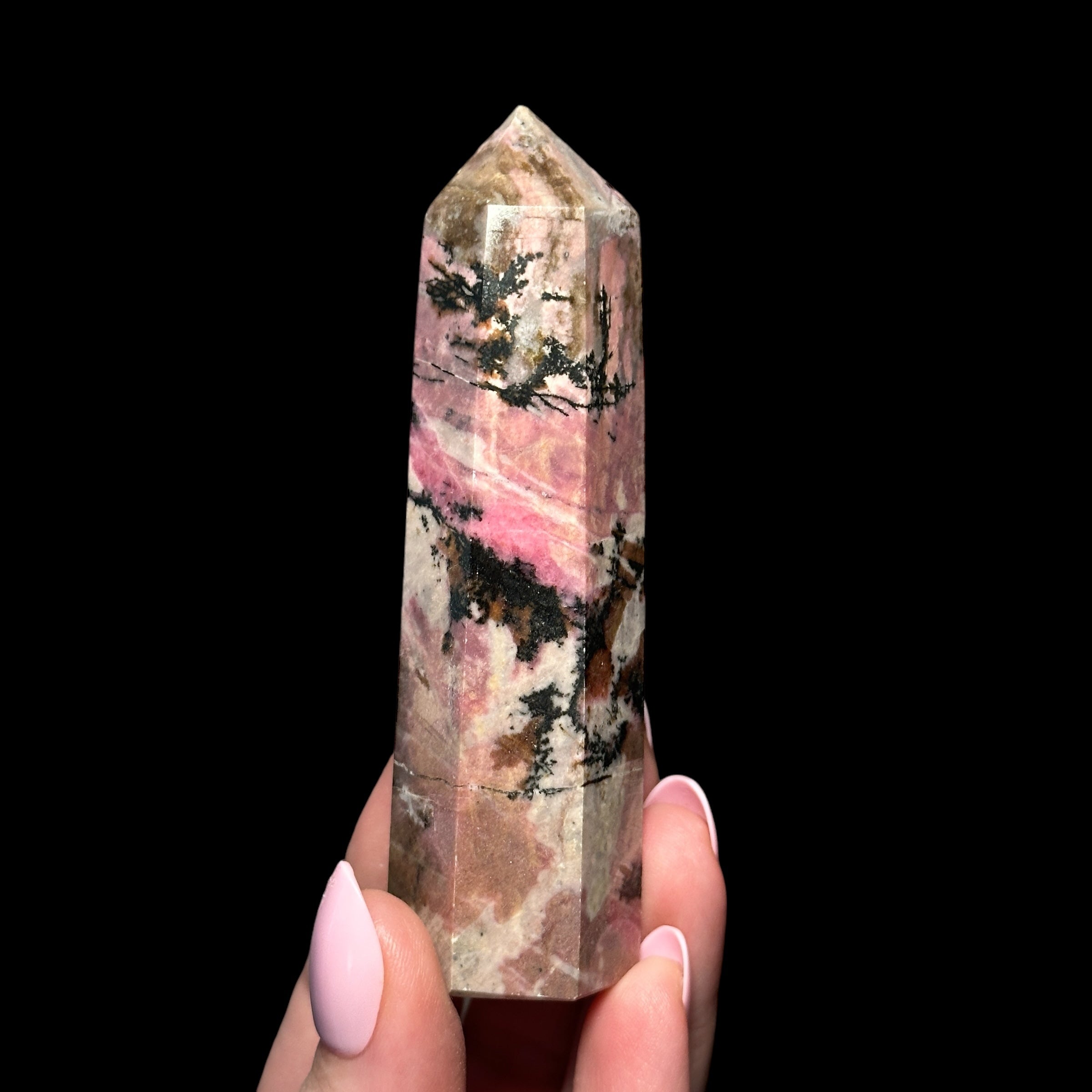 Rhodonite Tower - Mooncat Crystals