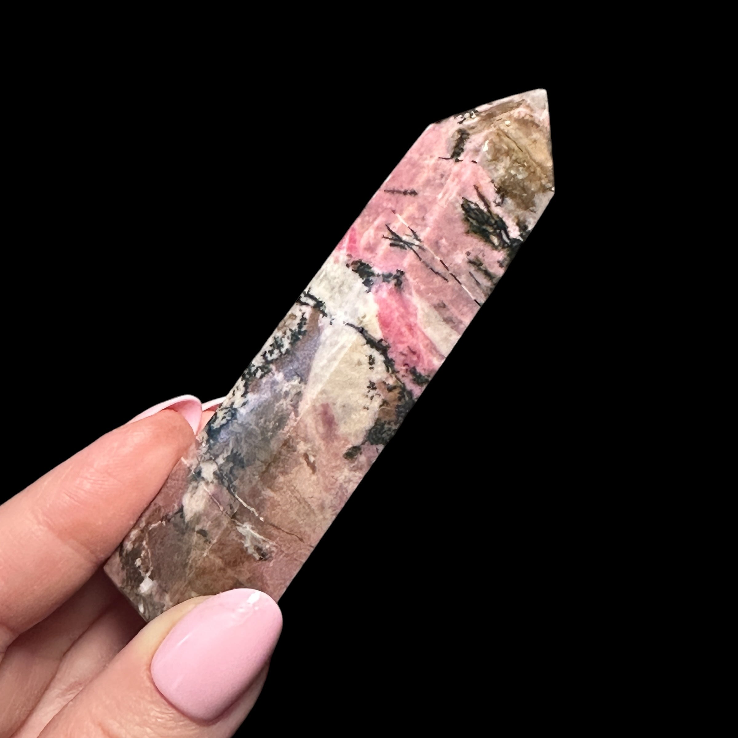 Rhodonite Tower - Mooncat Crystals