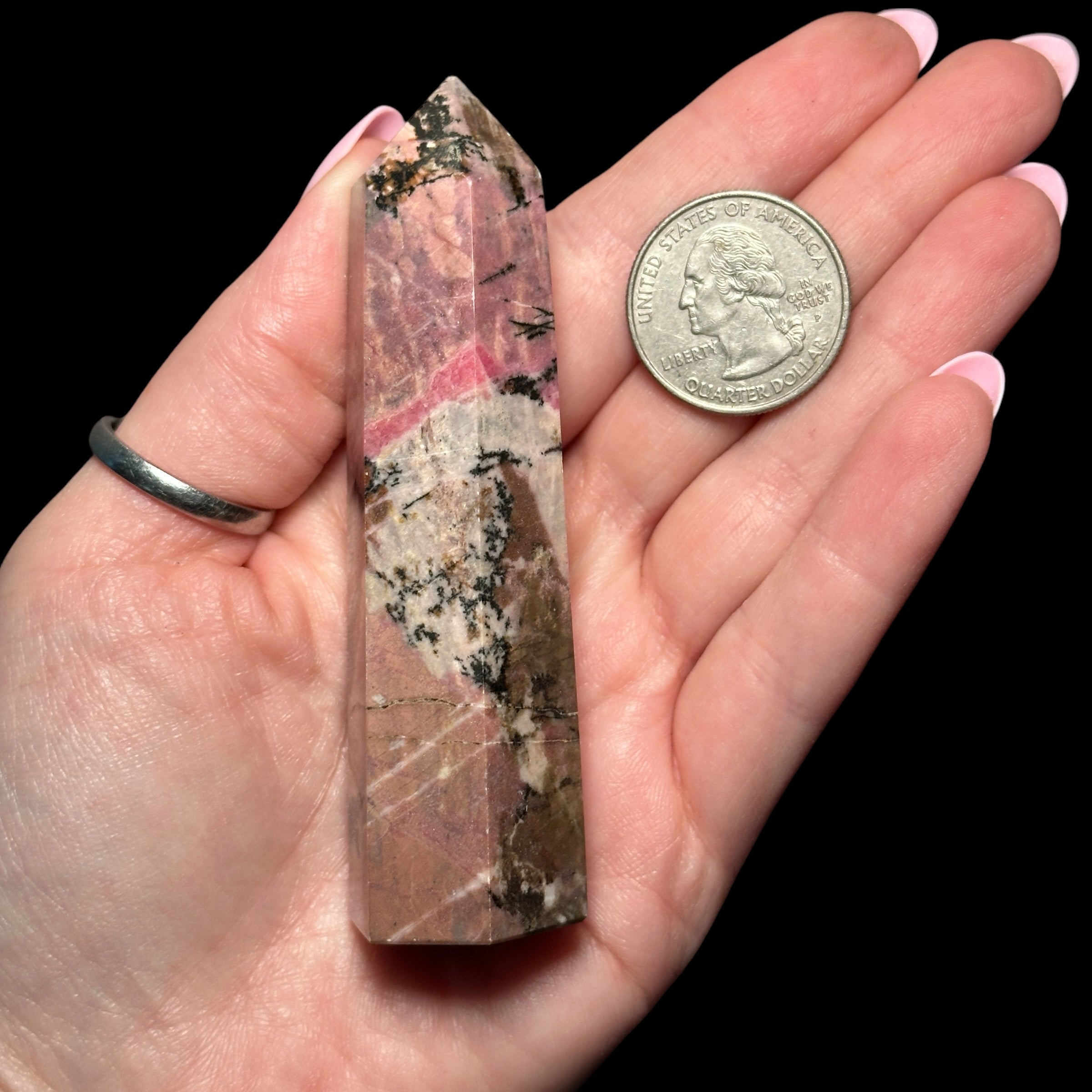 Rhodonite Tower - Mooncat Crystals