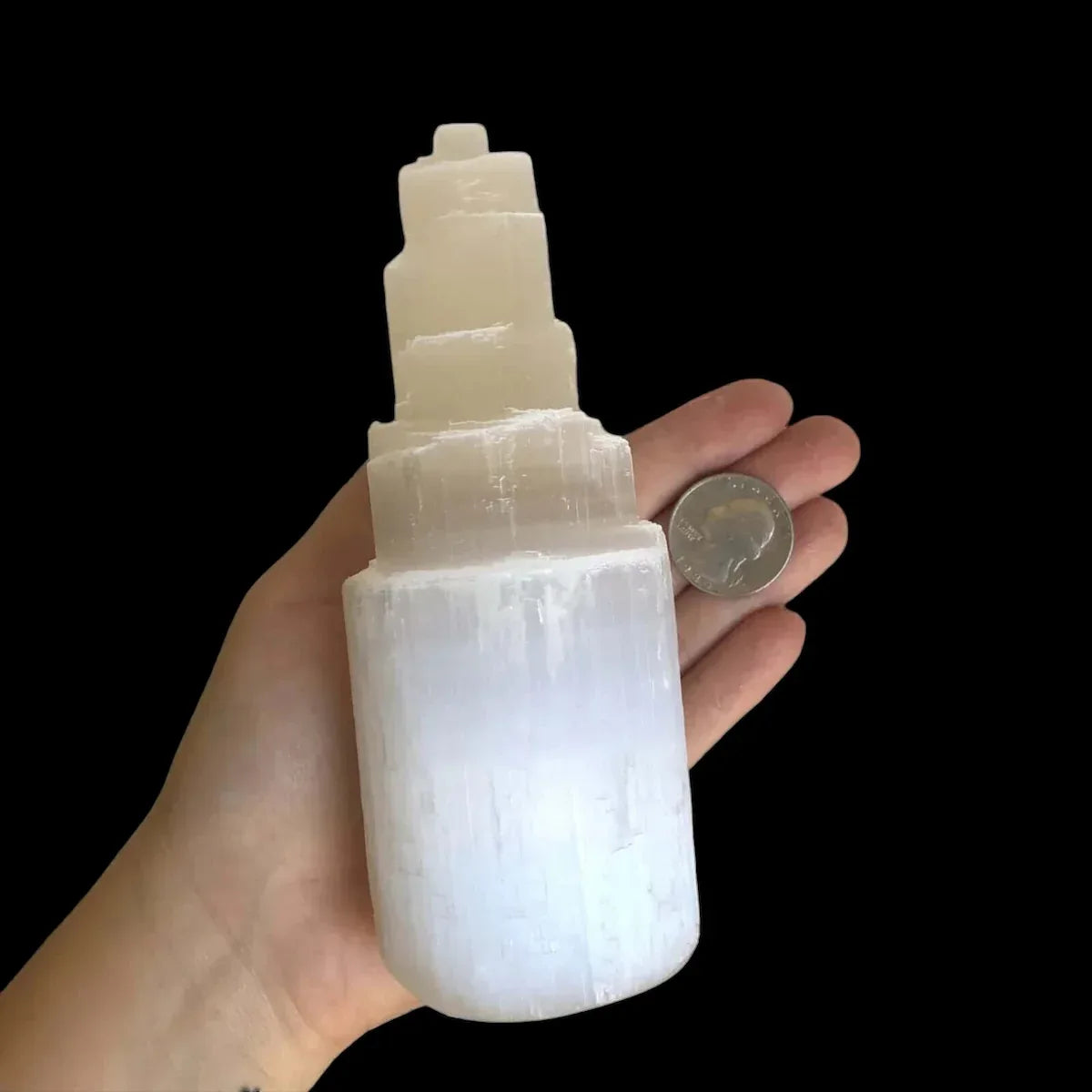 Selenite Cascading Tower - Mooncat Crystals