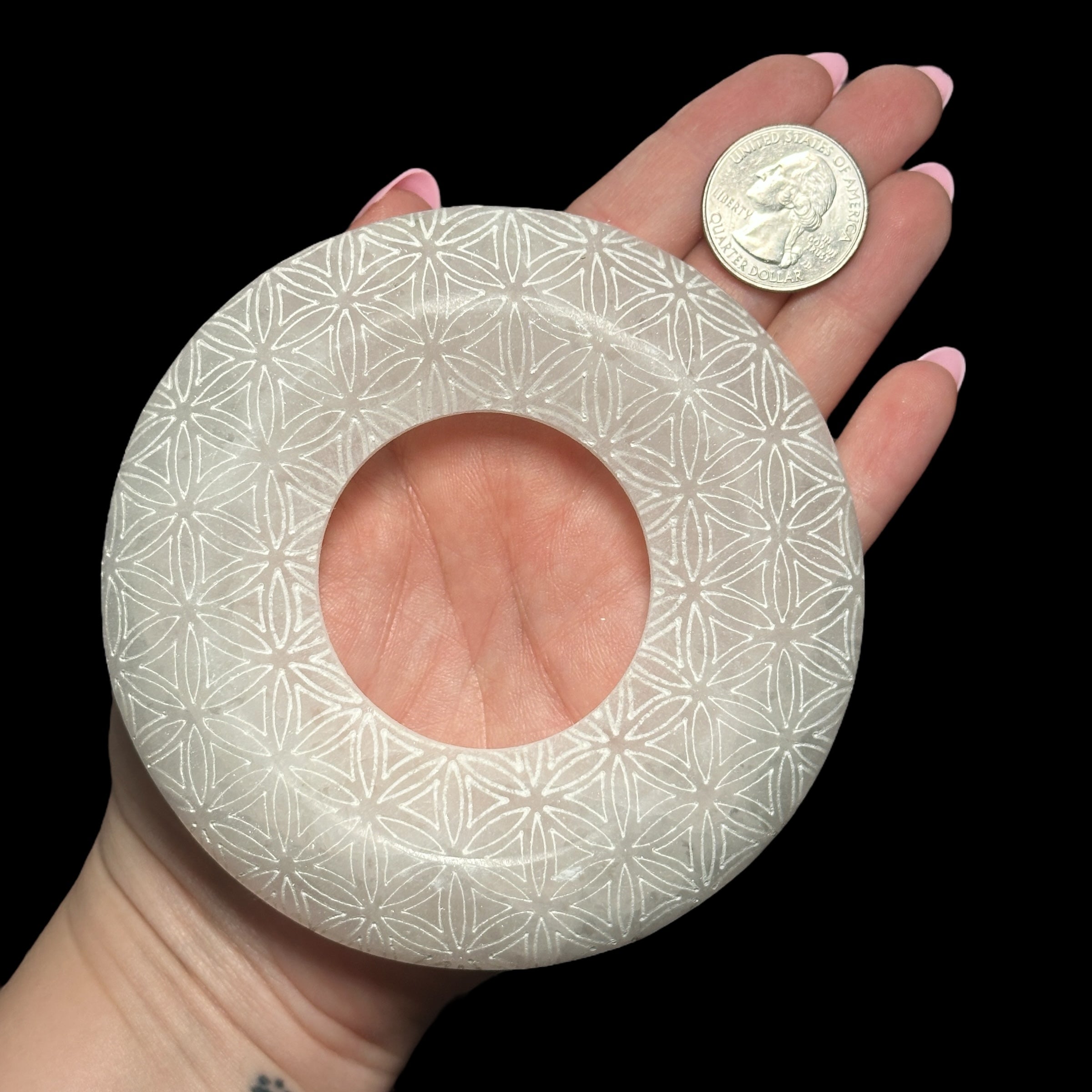 Selenite Sphere Holder - Mooncat Crystals