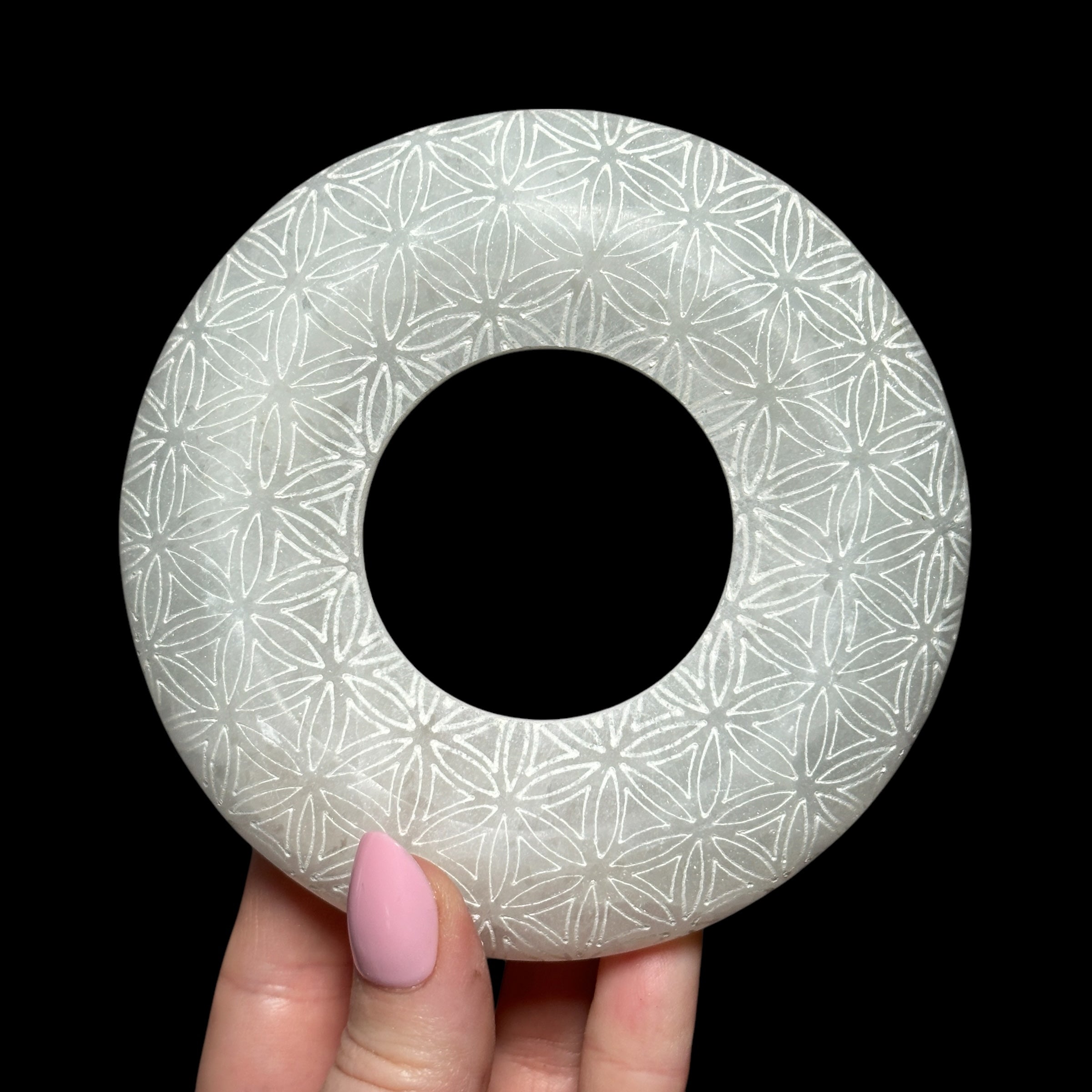 Selenite Sphere Holder - Mooncat Crystals